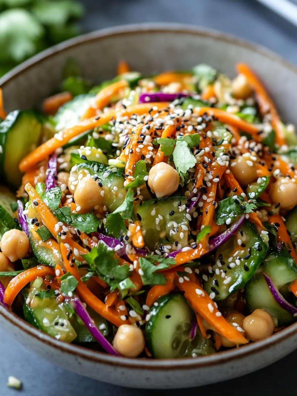 Elevate Your Lunch with Asian Cucumber and Chickpea Slaw 3 Asian Cucumber and Chickpea Slaw with Sesame Dressing