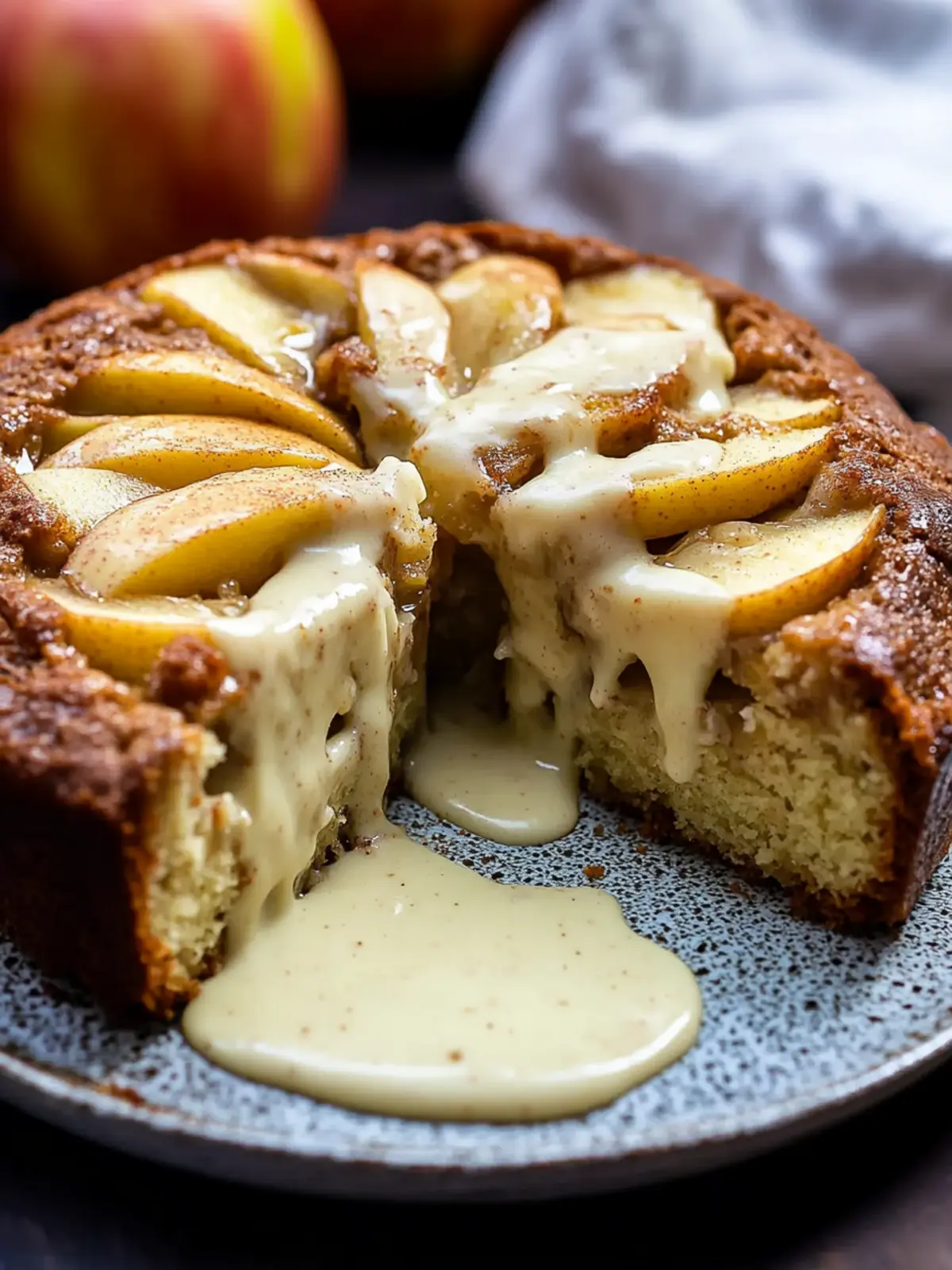 Traditional Irish Apple Cake with Creamy Custard Sauce