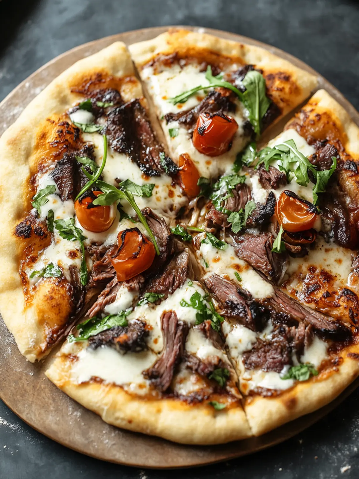 Gourmet Unique Short Rib Pizza with Smoked Gouda Cream Sauce 4 Unique Short Rib Pizza with Smoked Gouda Cream Sauce