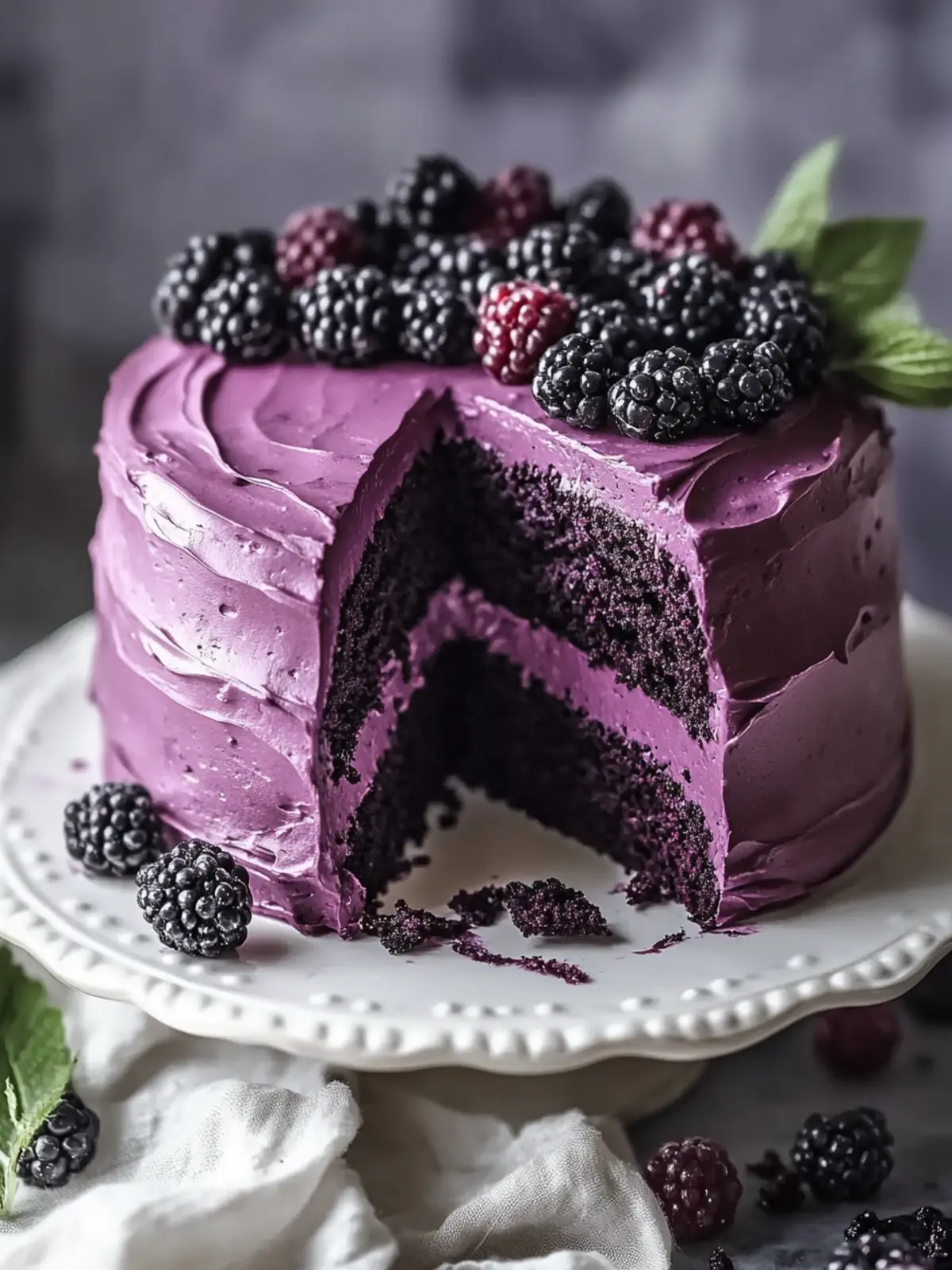Decadent Blackberry Velvet Cake
