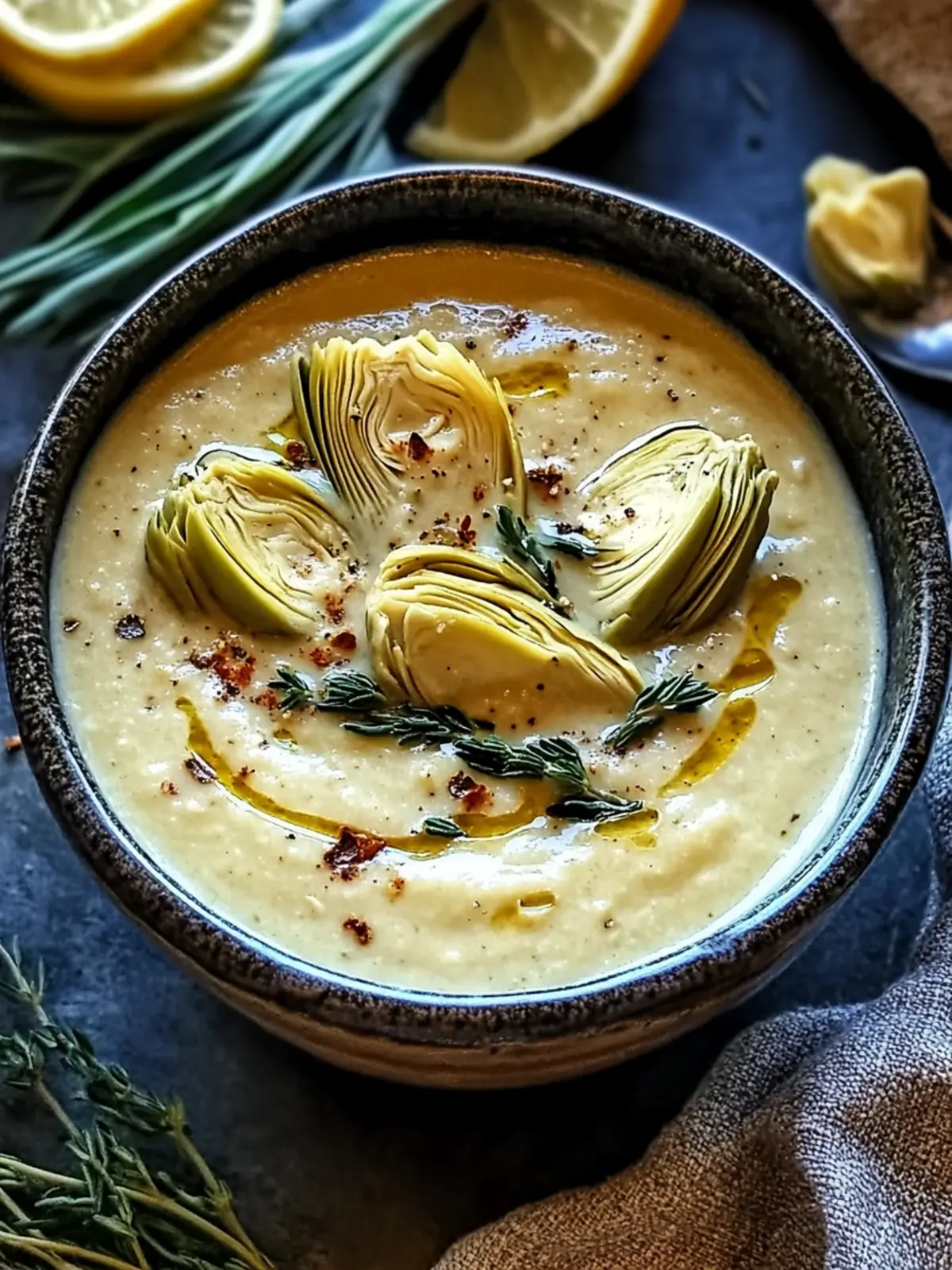 Creamy Lemony Tuscan Artichoke Soup
