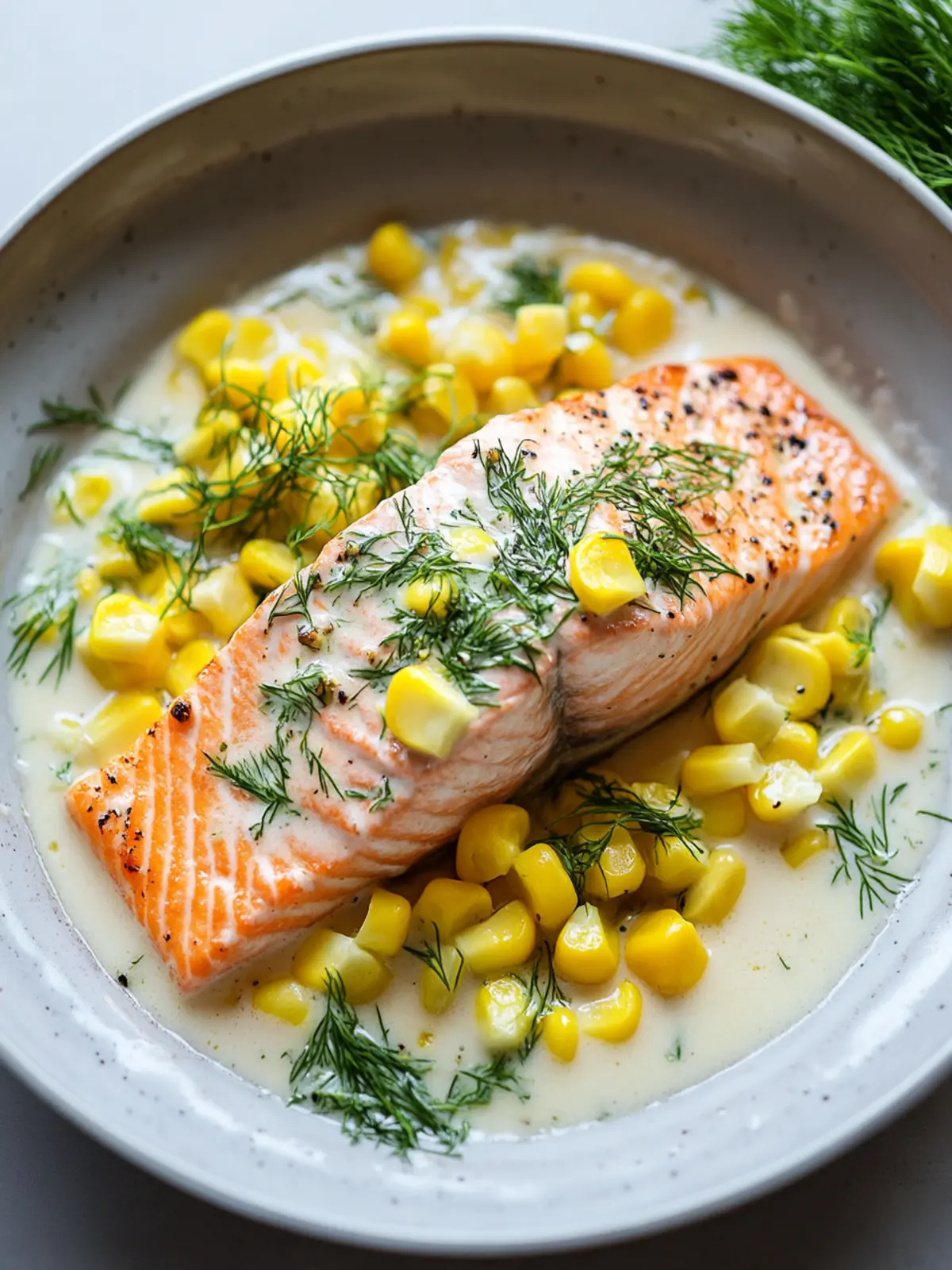 Coconut-Poached Salmon with Corn and Dill: A Quick Delight 2 Coconut-Poached Salmon with Corn and Dill