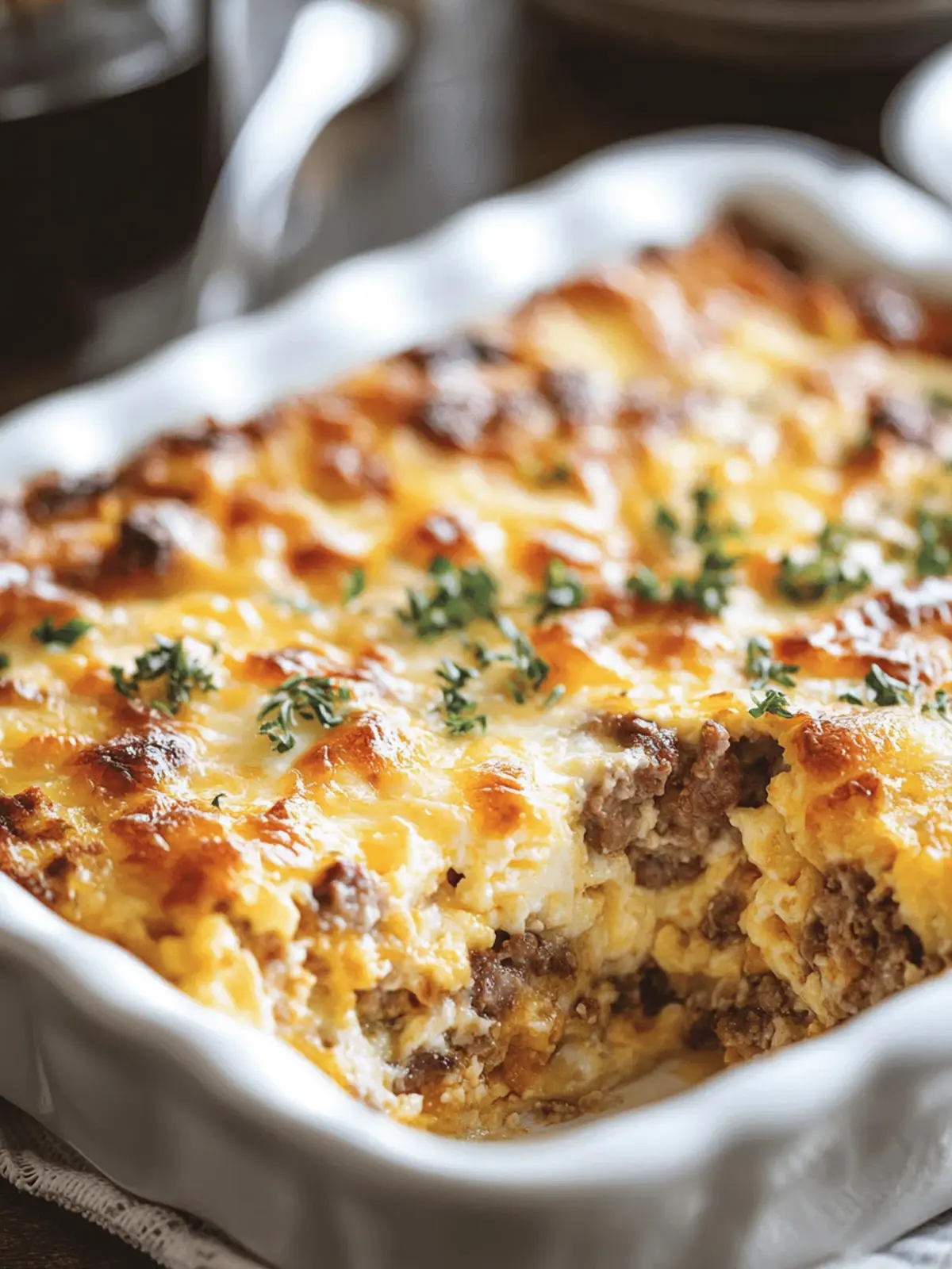 Sausage, Egg, and Cream Cheese Hashbrown Casserole