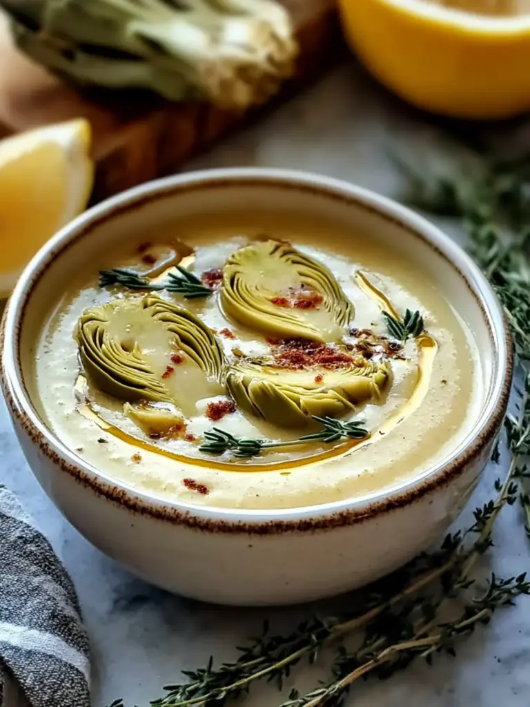 Creamy Lemony Tuscan Artichoke Soup