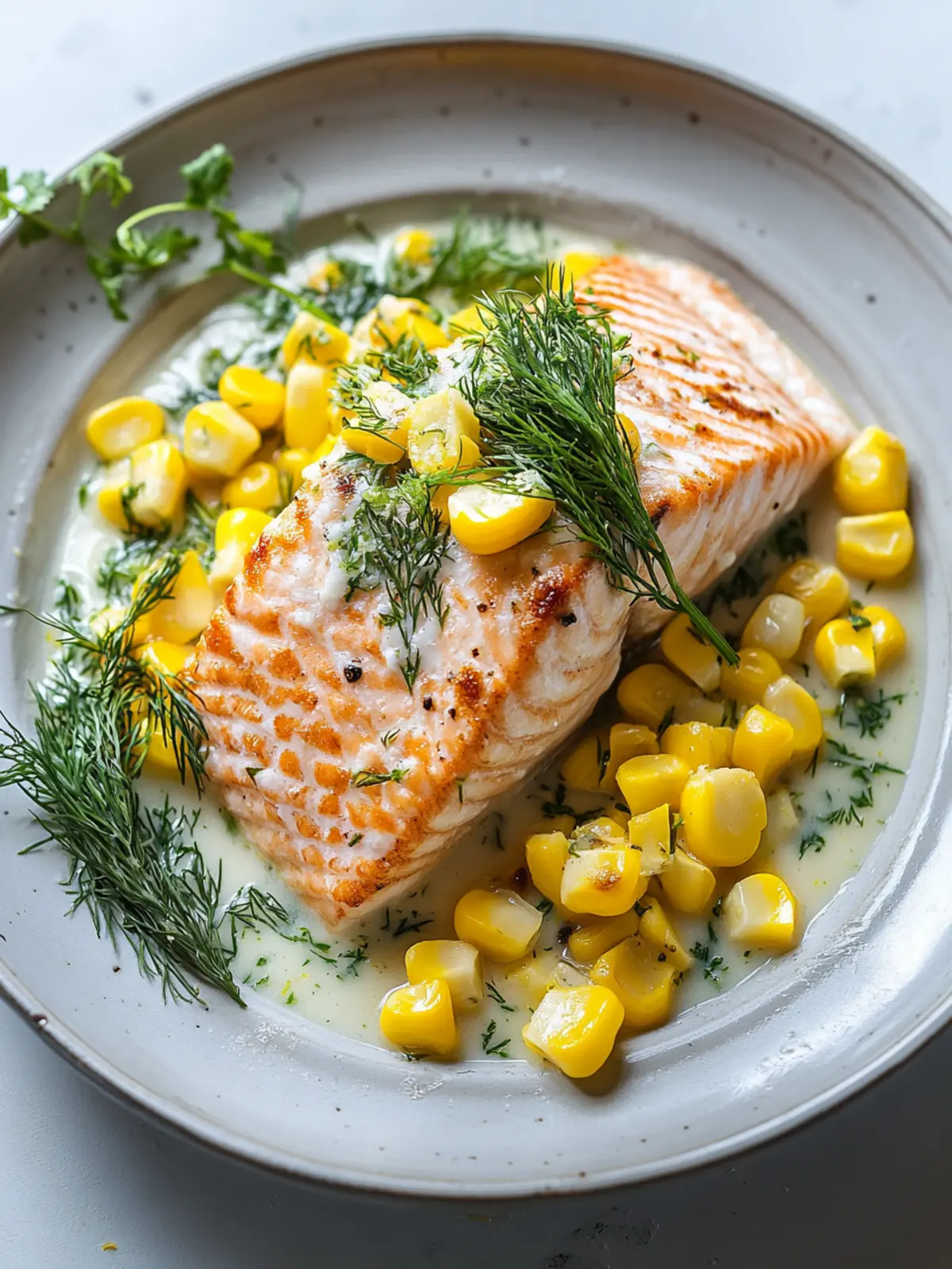 Coconut-Poached Salmon with Corn and Dill: A Quick Delight 3 Coconut-Poached Salmon with Corn and Dill