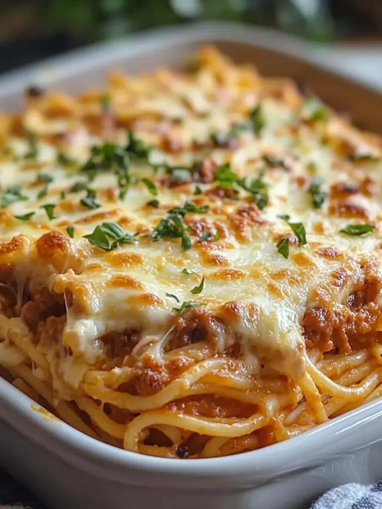 Baked Cream Cheese Spaghetti Casserole