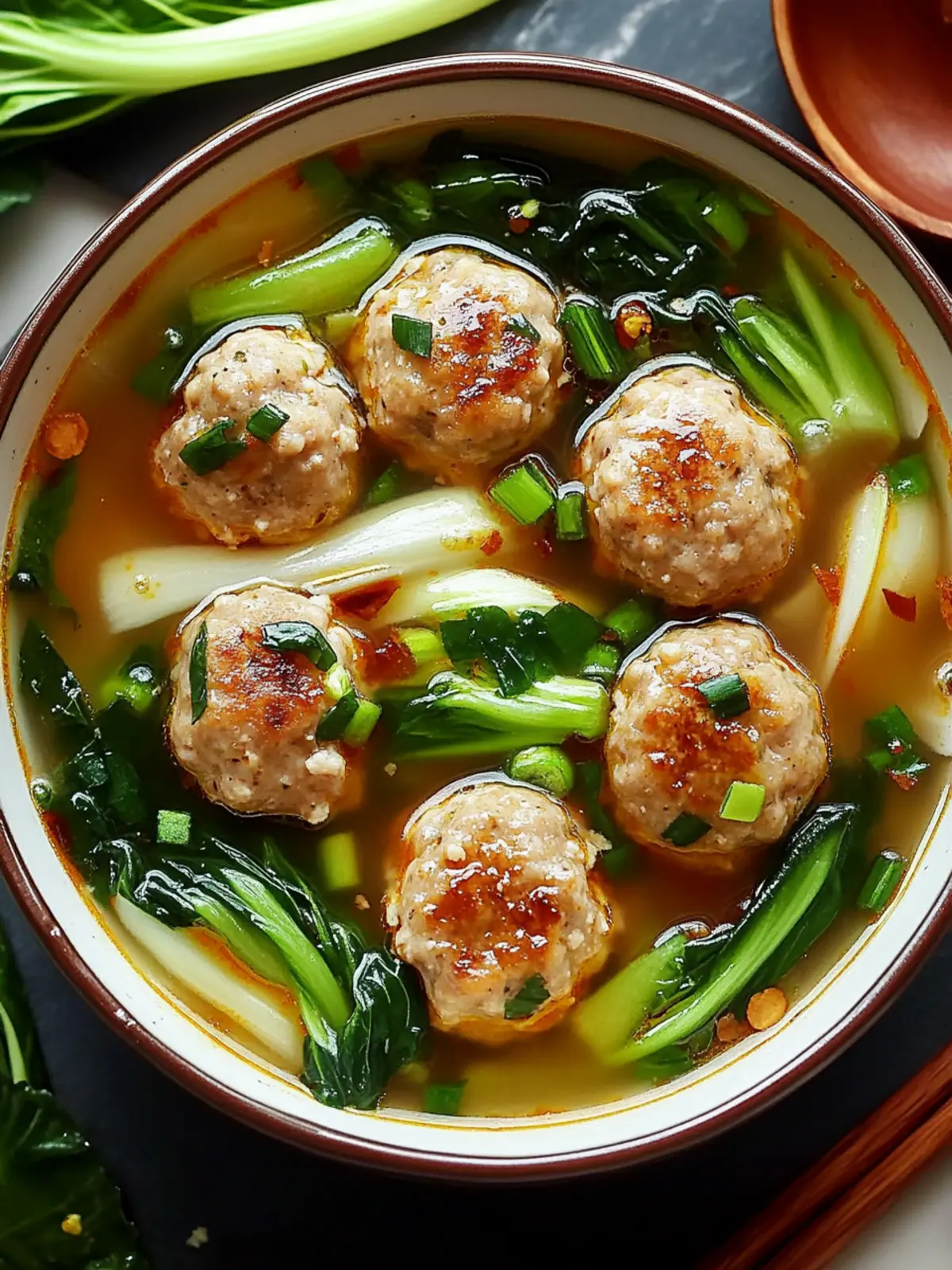 Ginger Chicken Meatball Soup with Baby Bok Choy Bliss 5 Ginger Chicken Meatball Soup with Baby Bok Choy