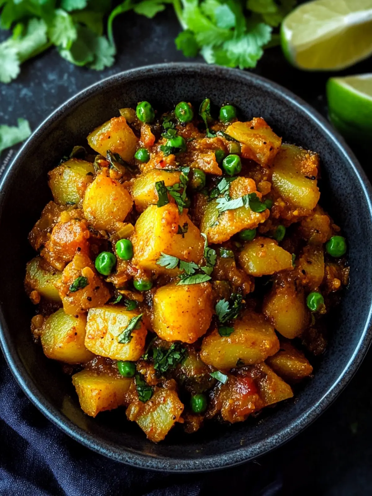 Spicy aloo matar dry-curried potatoes and peas