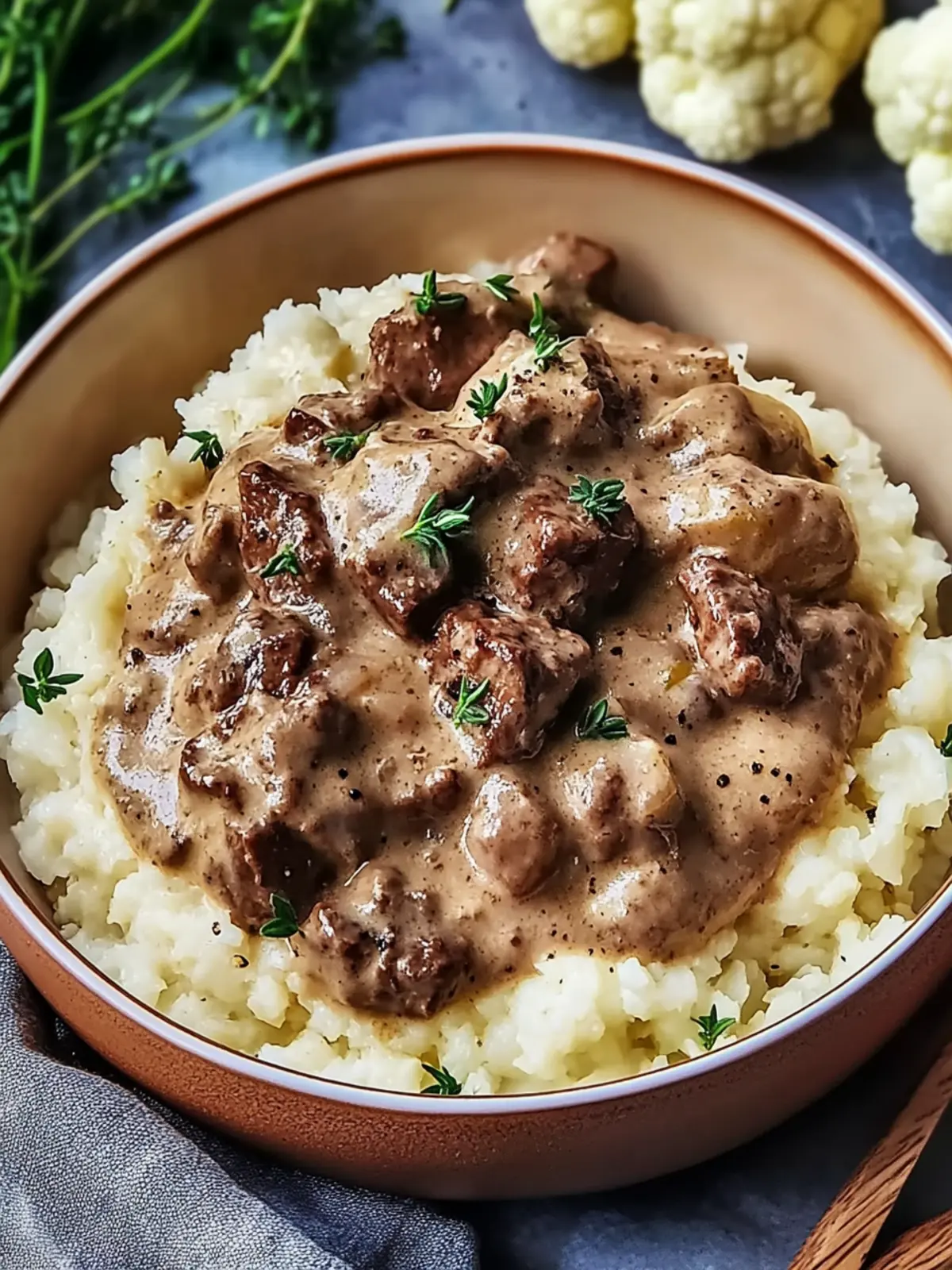 Creamy Keto Beef Stroganoff Over Cauliflower Rice Delight 3 Creamy Keto Beef Stroganoff over Cauliflower Rice