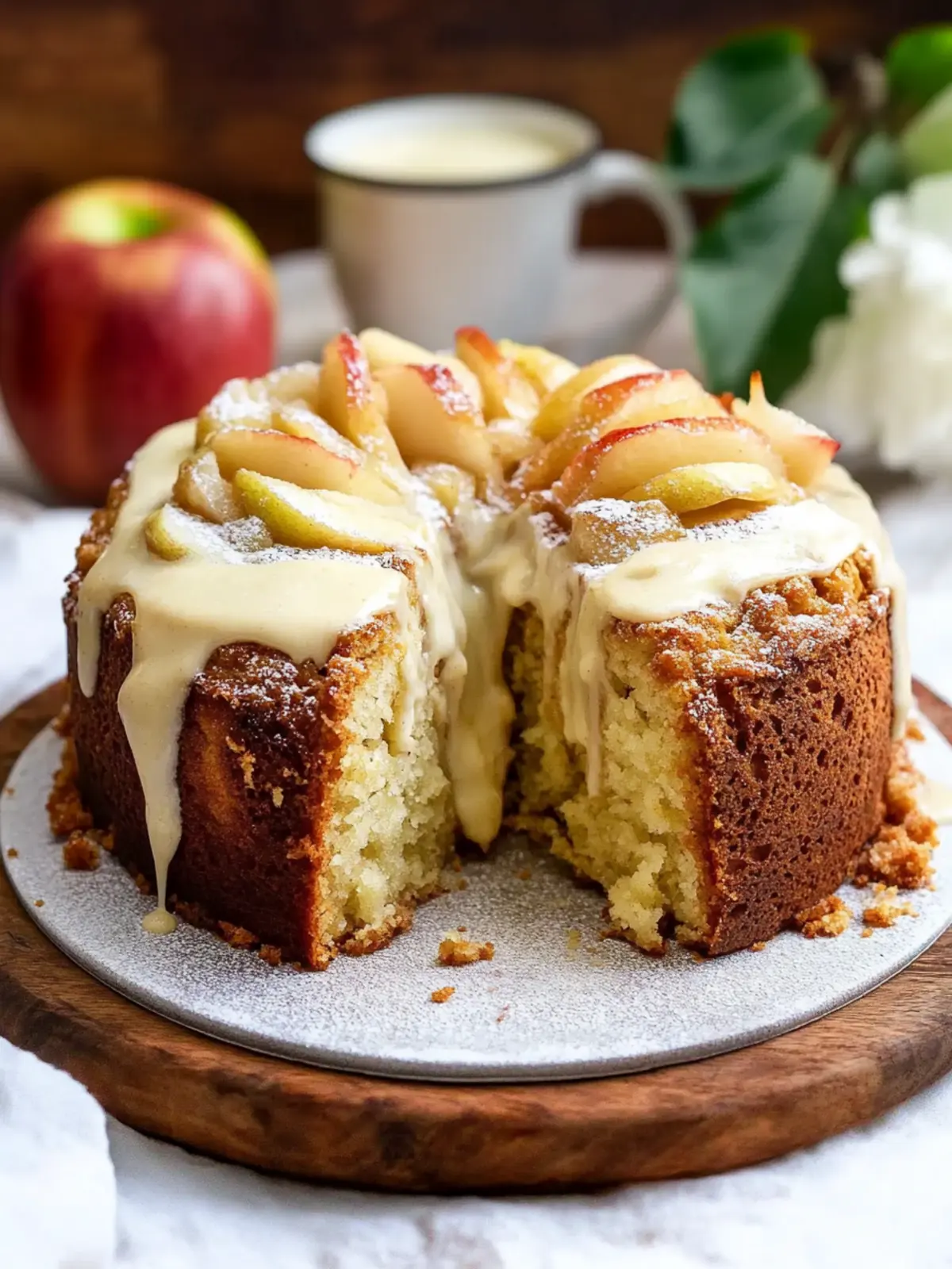 Traditional Irish Apple Cake with Creamy Custard Sauce