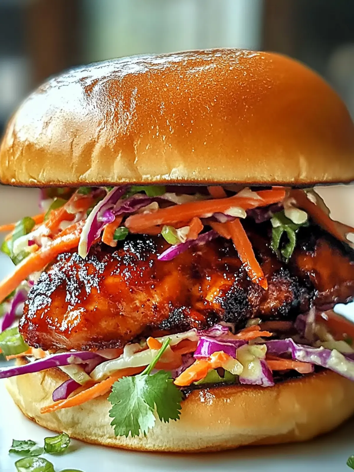 Spicy Korean BBQ Chicken Sandwich with Crispy Slaw Bliss