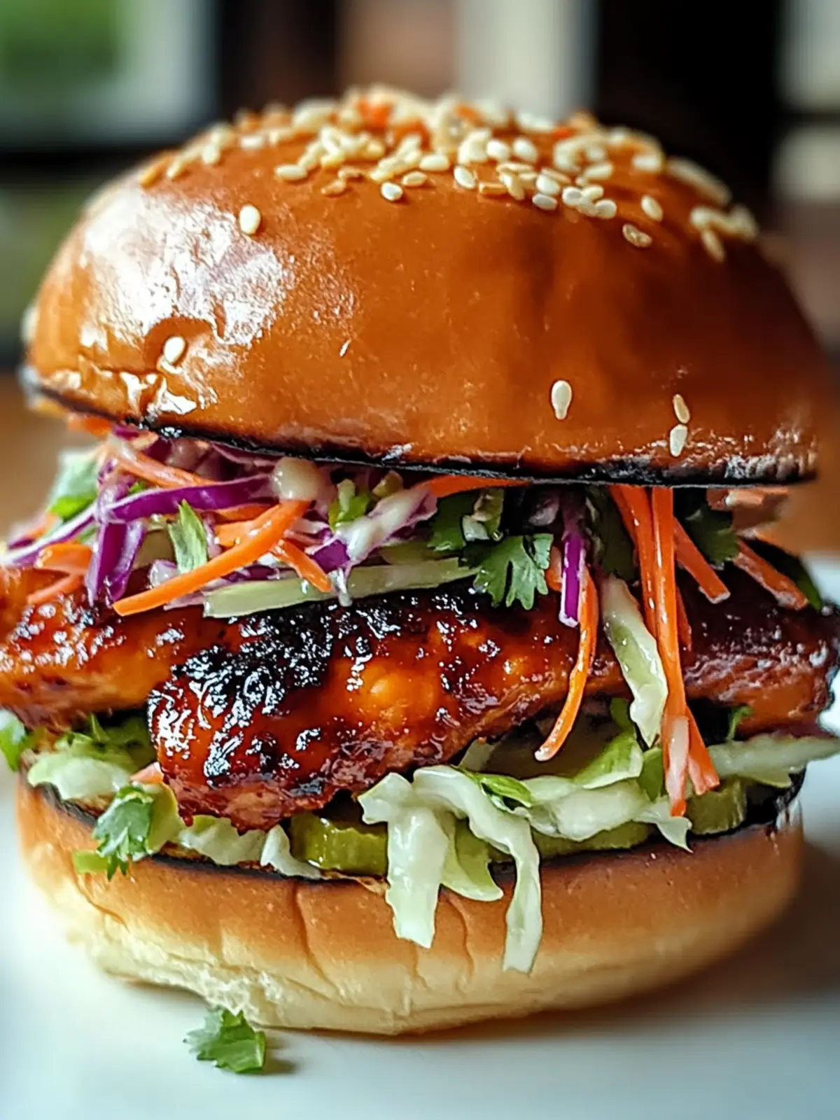 Spicy Korean BBQ Chicken Sandwich with Crispy Slaw Bliss