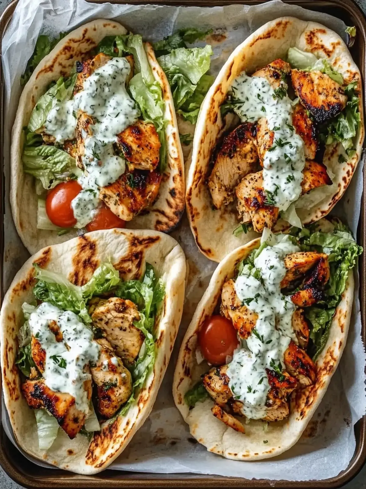 Easy Sheet Pan Chicken Pitas with Herby Ranch for Family Dinner