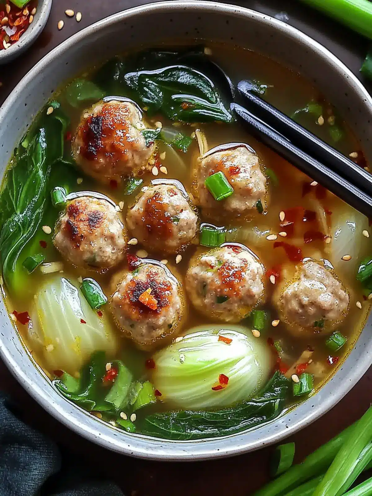 Ginger Chicken Meatball Soup with Baby Bok Choy Bliss 3 Ginger Chicken Meatball Soup with Baby Bok Choy