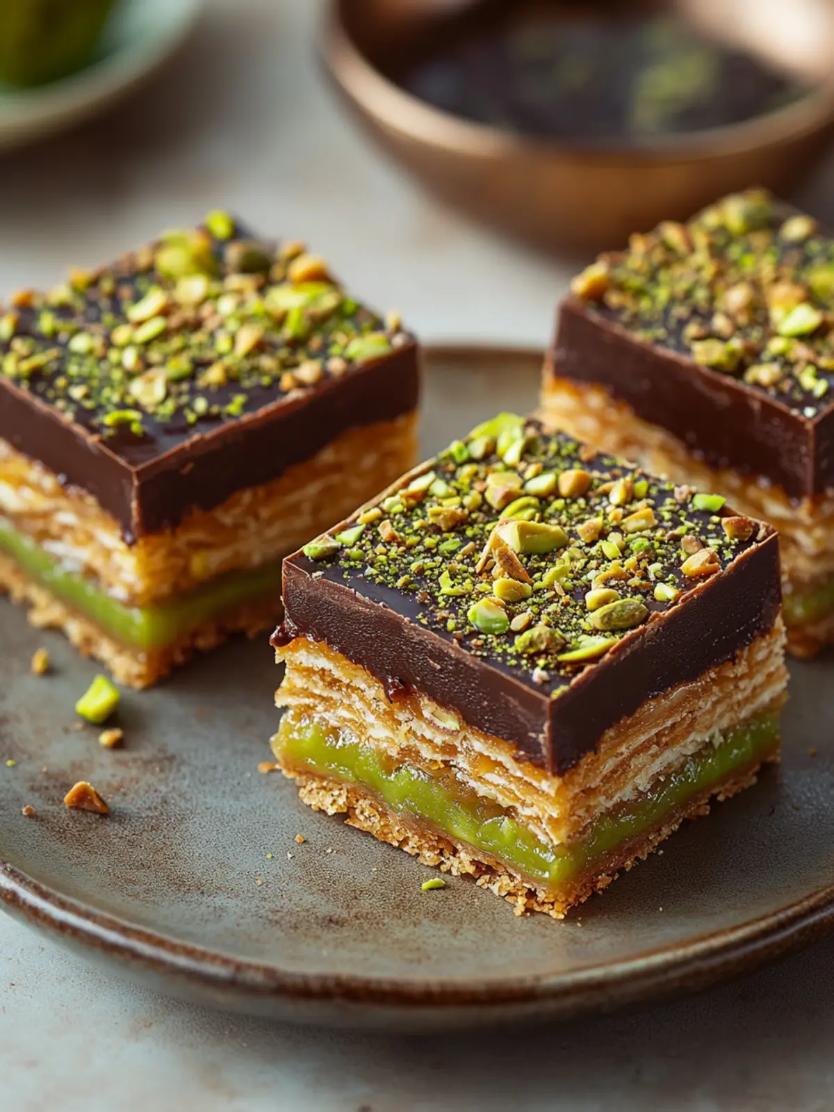 Pistachio Chocolate Kunafa Bars (Dubai Style) Recipe