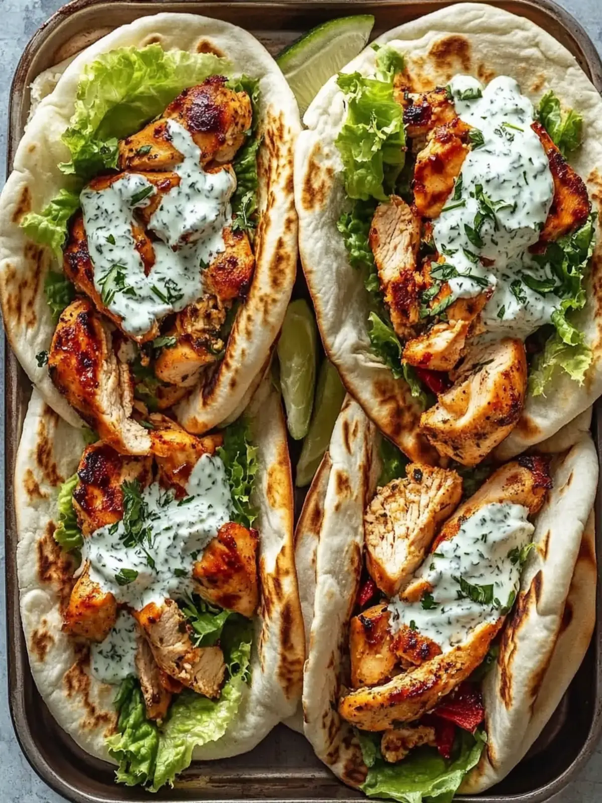 Easy Sheet Pan Chicken Pitas with Herby Ranch for Family Dinner