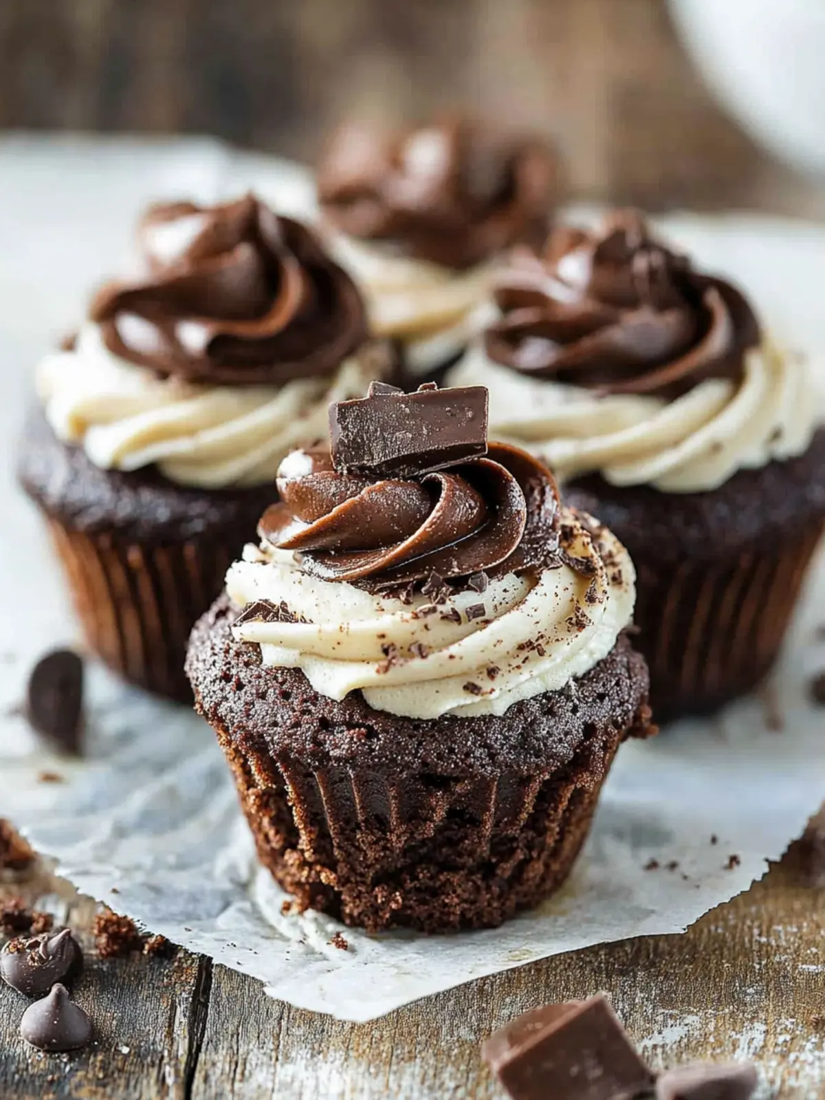 Triple Chocolate Brownie Cupcakes