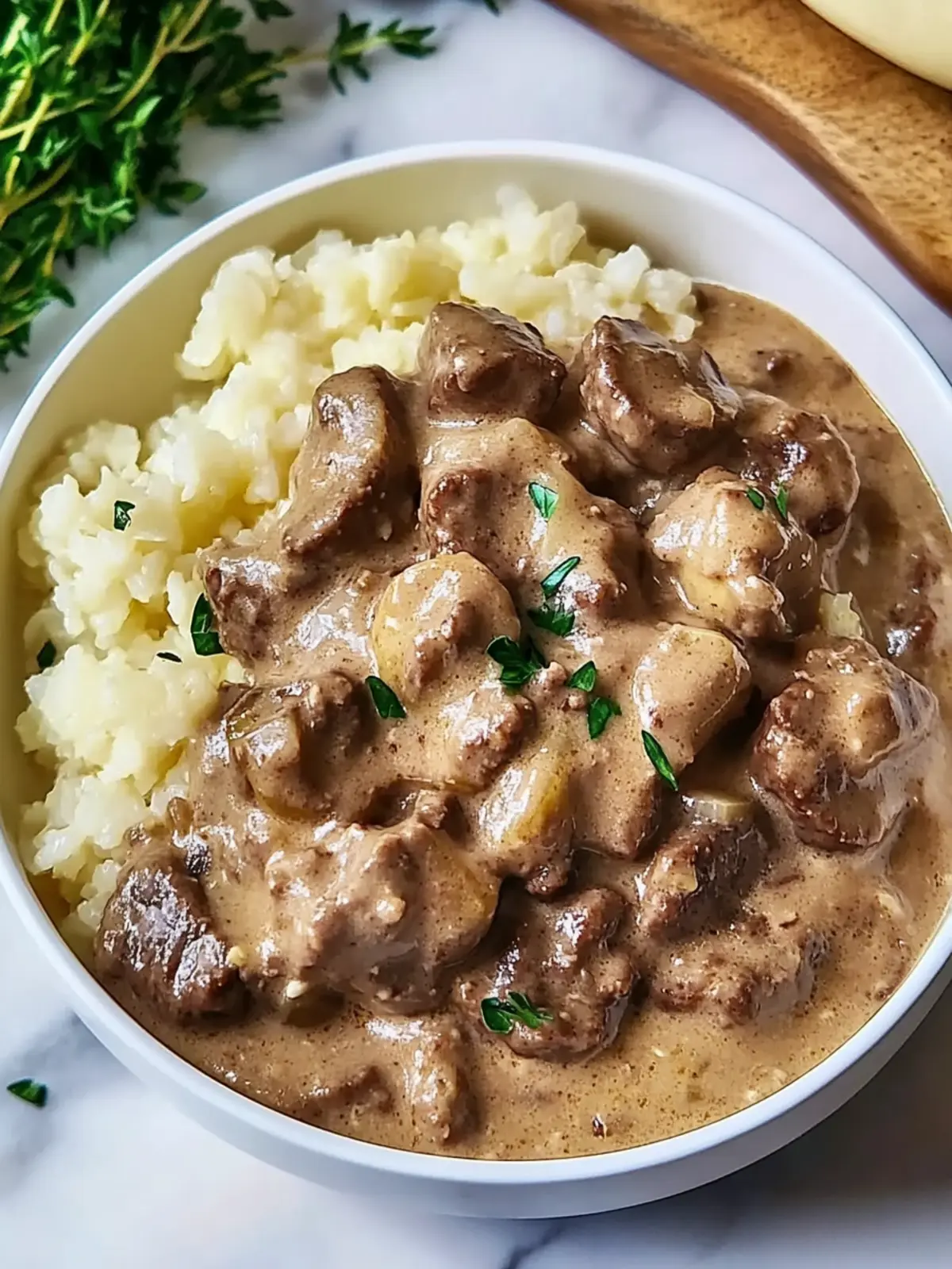 Creamy Keto Beef Stroganoff Over Cauliflower Rice Delight 4 Creamy Keto Beef Stroganoff over Cauliflower Rice