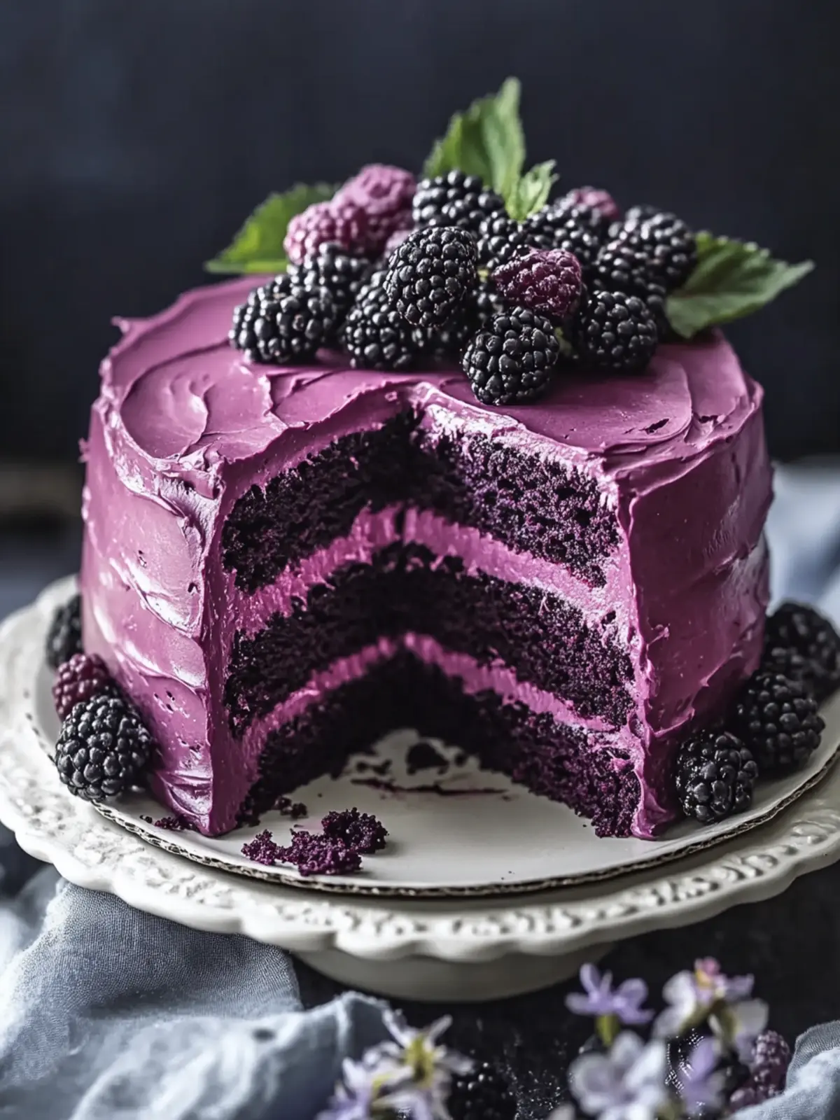 Decadent Blackberry Velvet Cake