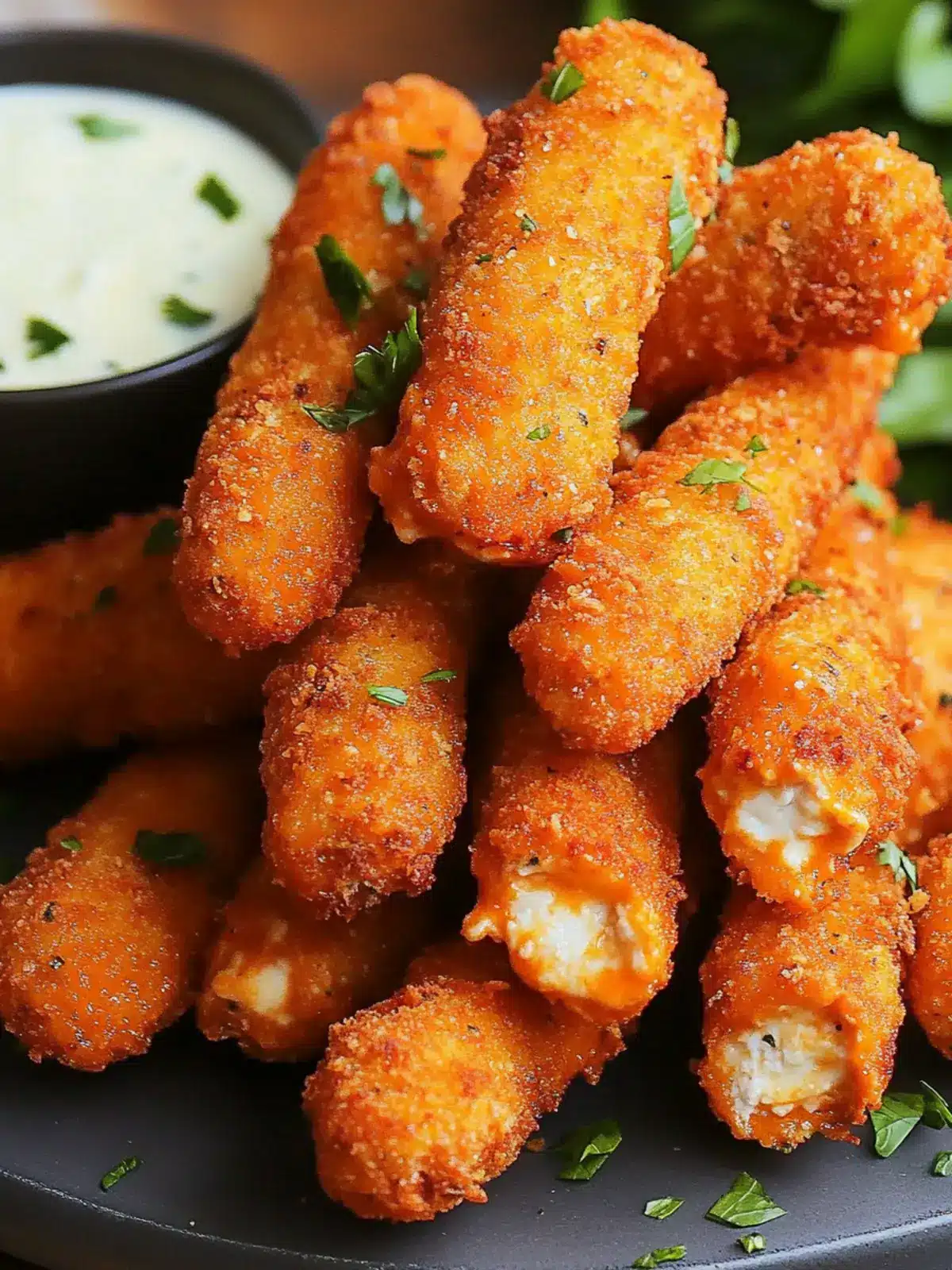 Spicy Buffalo Chicken Mozzarella Sticks