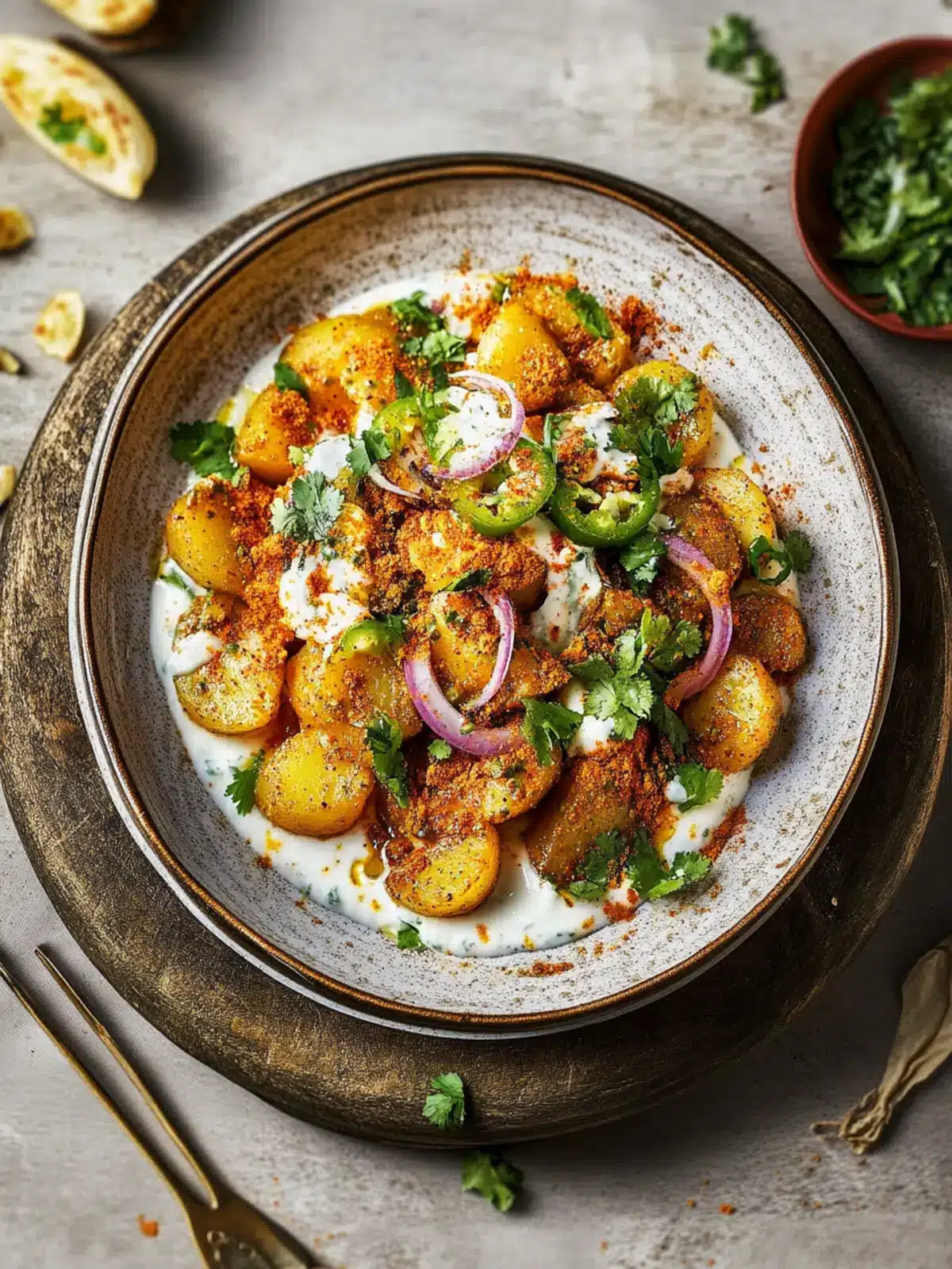 Chaat masala potatoes with yoghurt