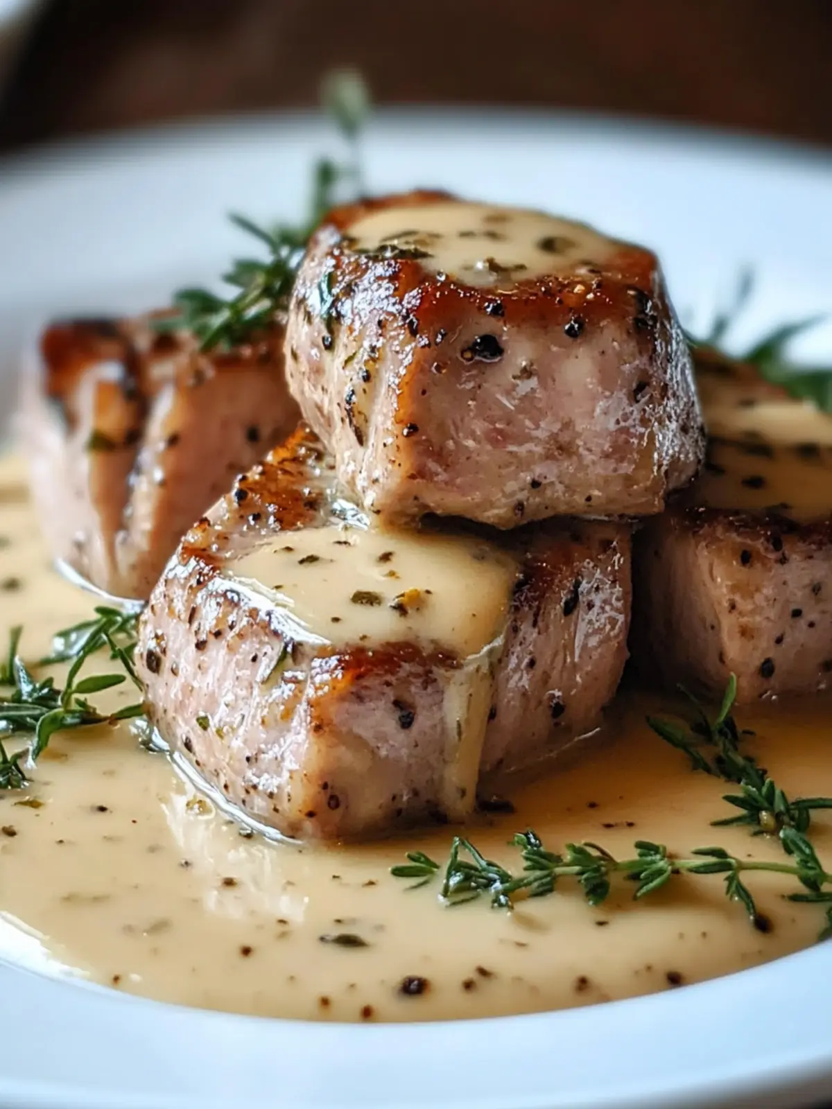 Pork Tenderloin w/ Dijon Mustard Cream Sauce