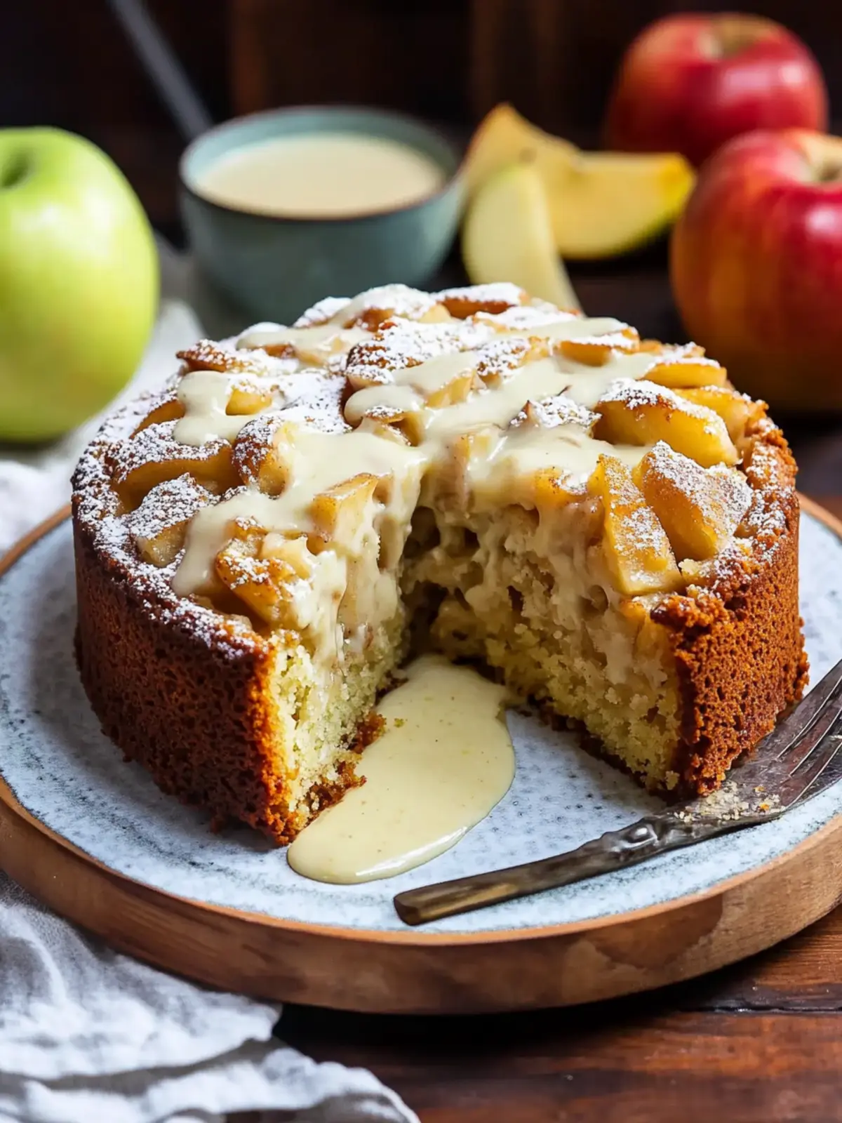 Traditional Irish Apple Cake with Creamy Custard Sauce