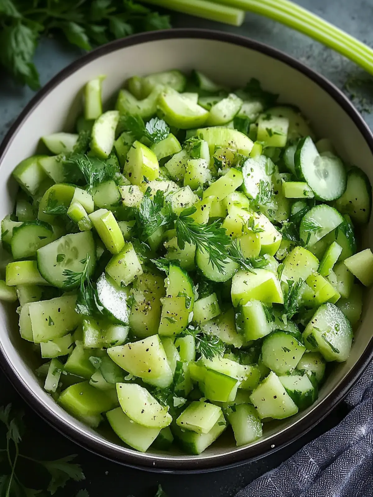 Crunchy Cucumber Celery Salad with Green Apple