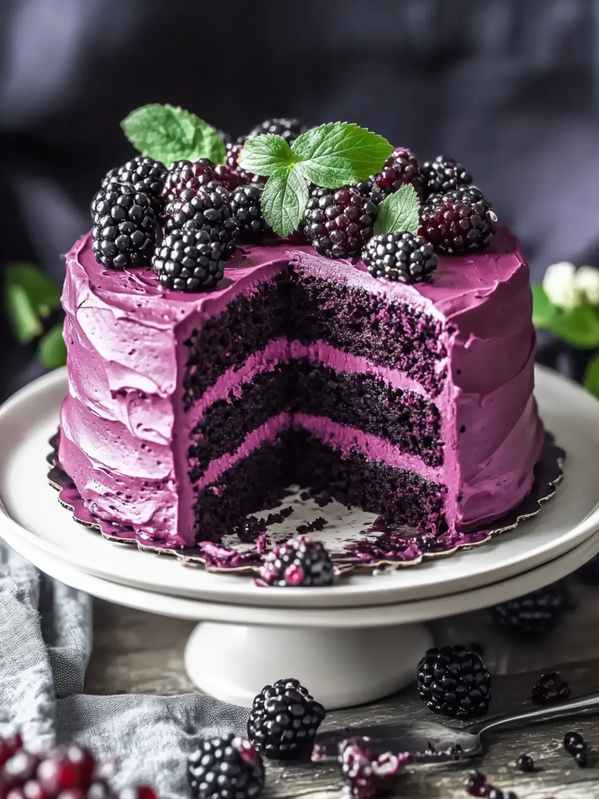 Decadent Blackberry Velvet Cake