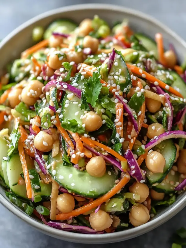 Asian Cucumber and Chickpea Slaw with Sesame Dressing