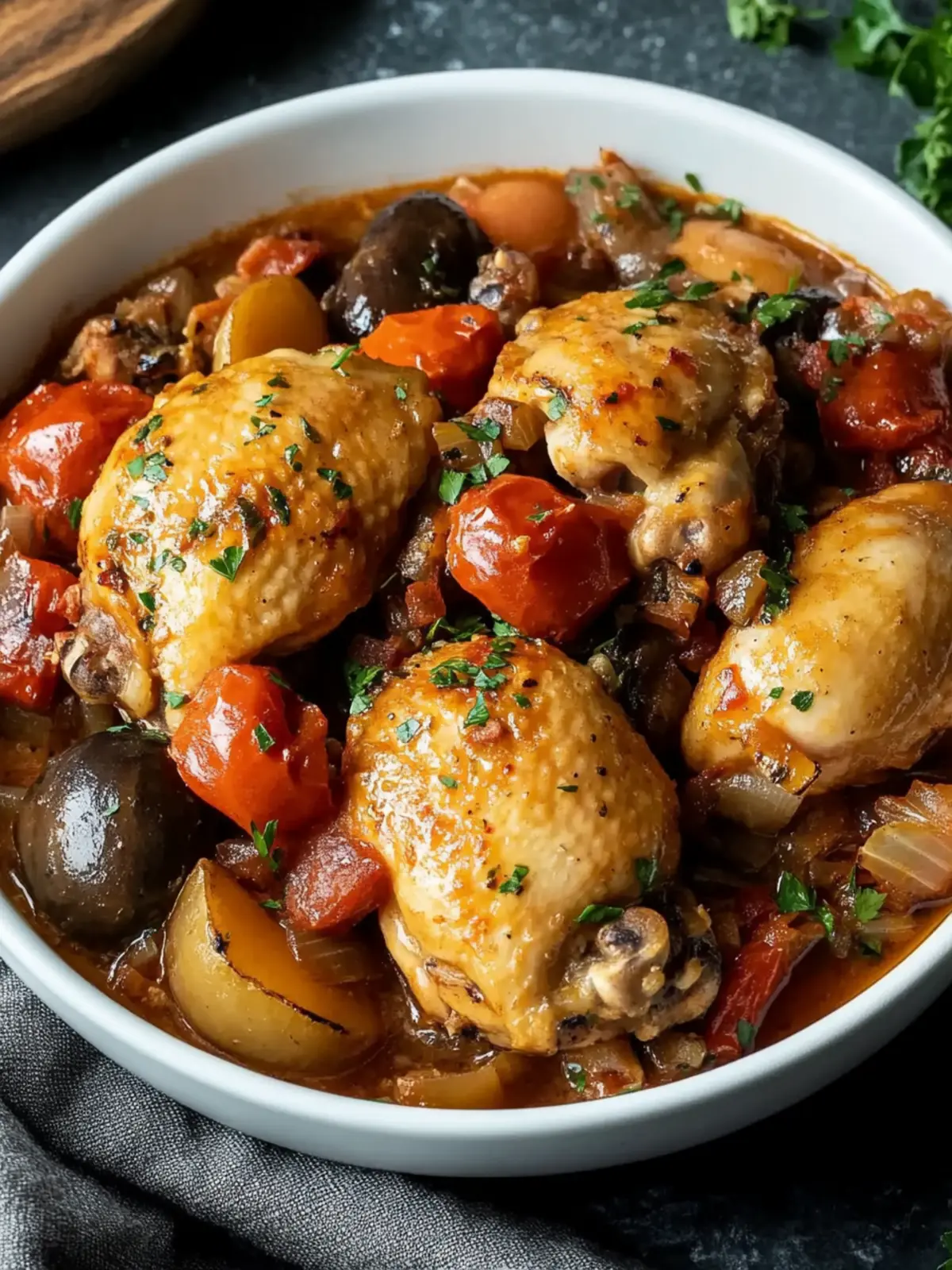 Classic French Hunter’s Chicken : Chicken Chasseur