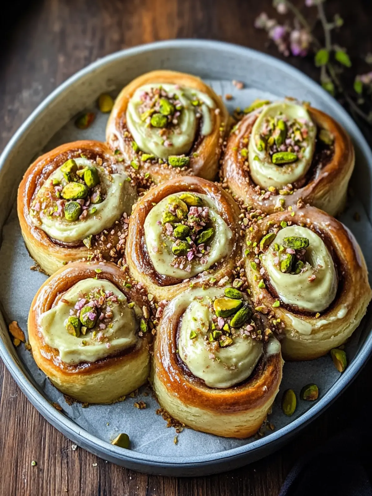 Small Batch Pistachio Cream Cinnamon Rolls