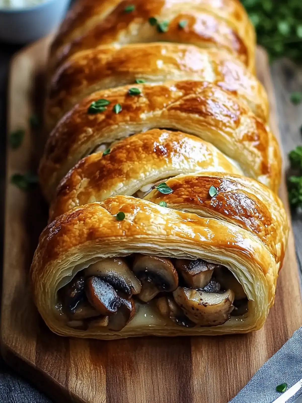 Savory Mushroom & Gruyère Puff Pastry Braid Recipe