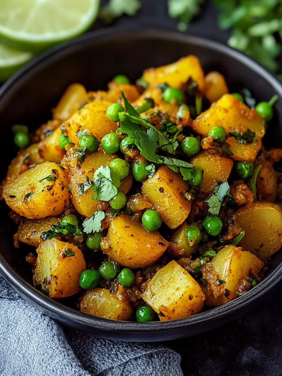 Spicy aloo matar dry-curried potatoes and peas