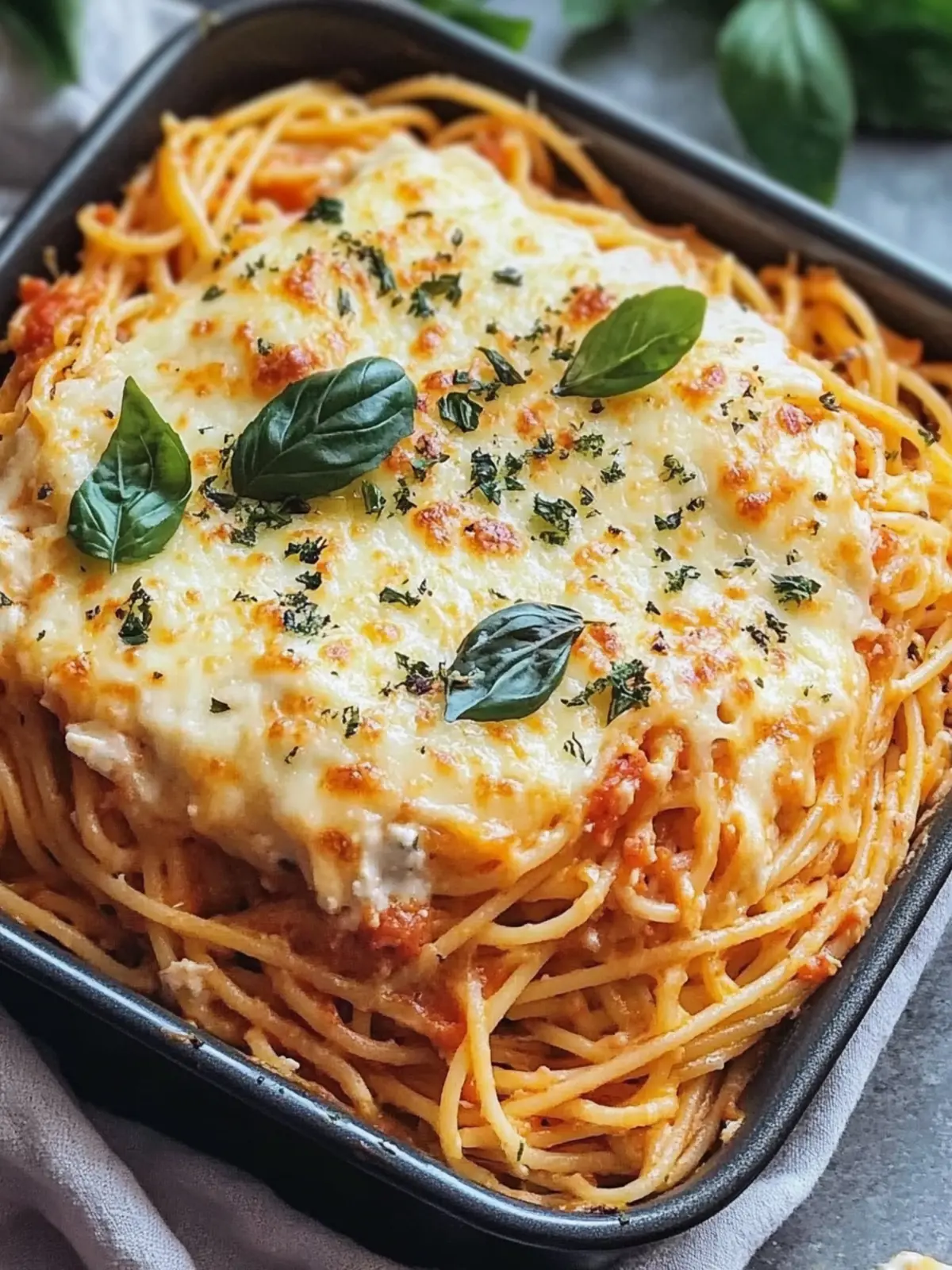Baked Cream Cheese Spaghetti Casserole