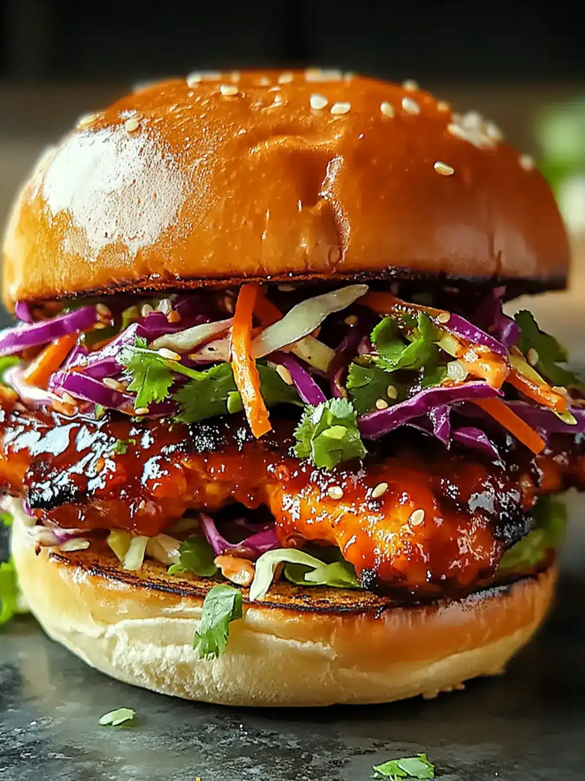 Spicy Korean BBQ Chicken Sandwich with Crispy Slaw Bliss