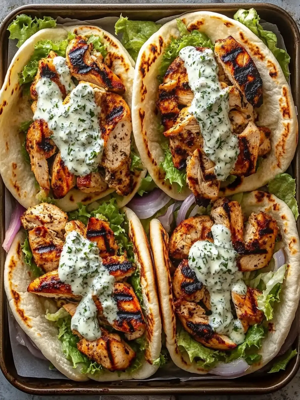 Easy Sheet Pan Chicken Pitas with Herby Ranch for Family Dinner