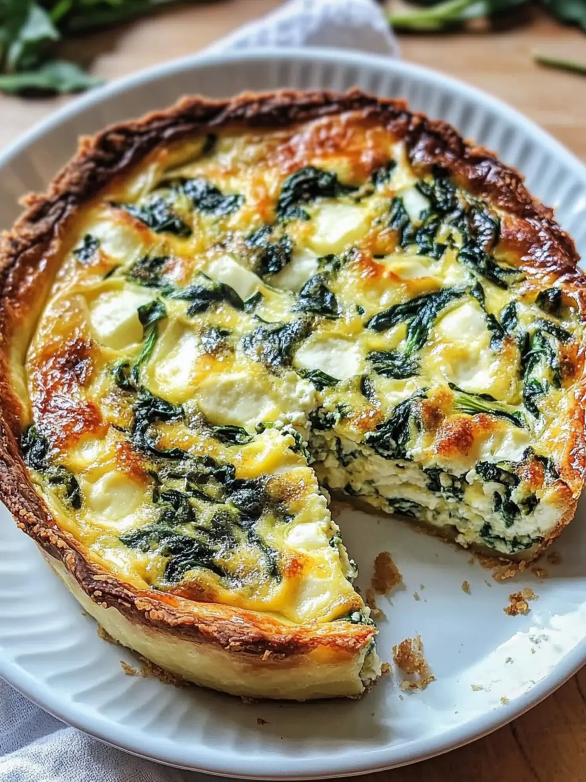Cottage Cheese & Spinach Crustless Quiche