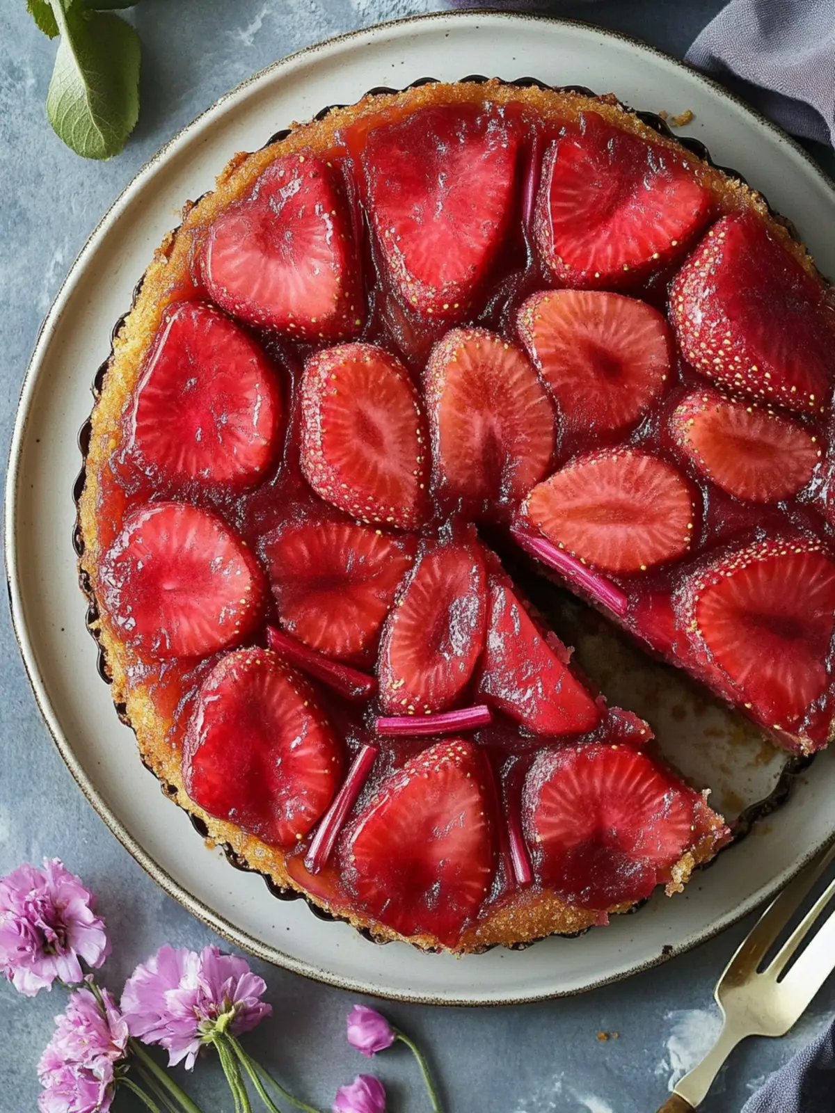 Strawberry Rhubarb Upside Down Cake to Brighten Your Day 4 Strawberry Rhubarb Upside Down Cake