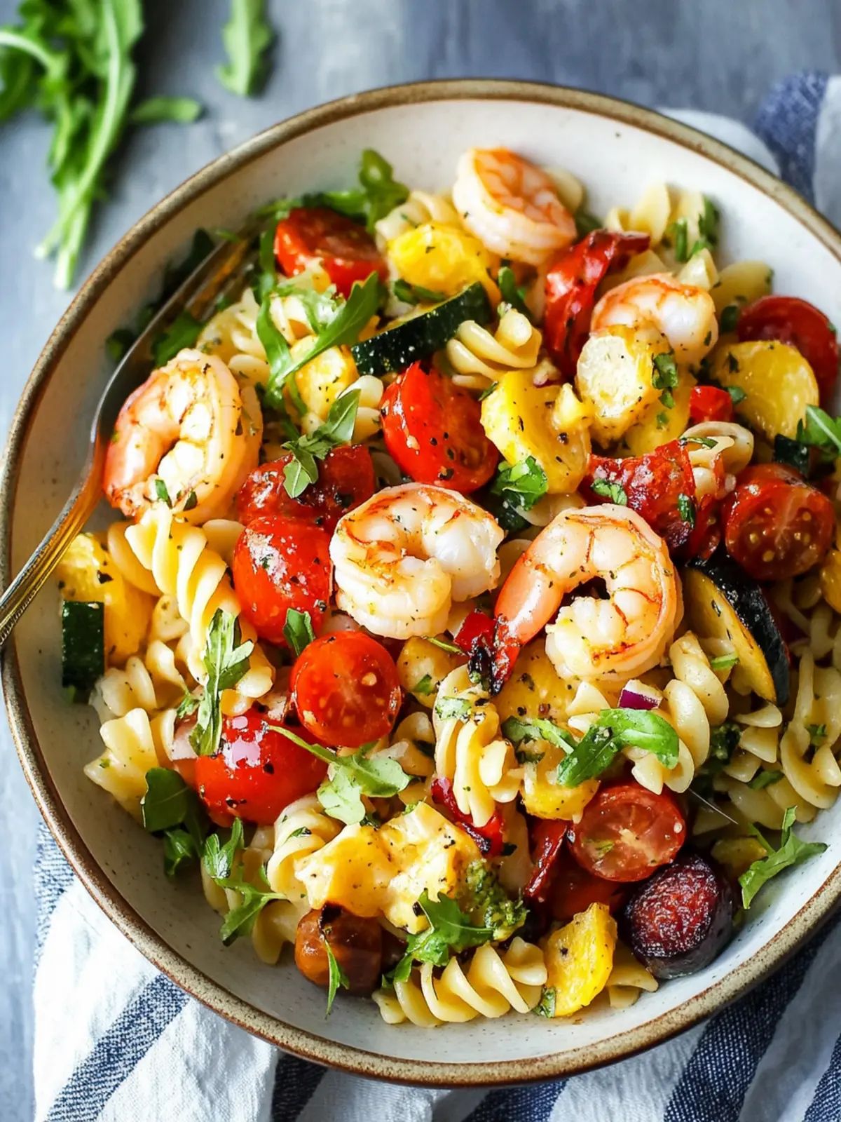 Roasted Vegetable Pasta Salad With Shrimp
