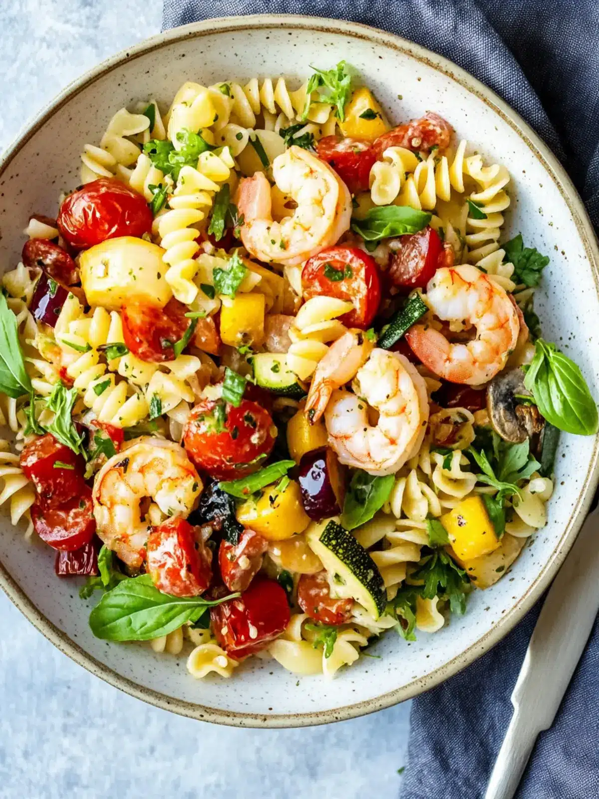 Roasted Vegetable Pasta Salad With Shrimp