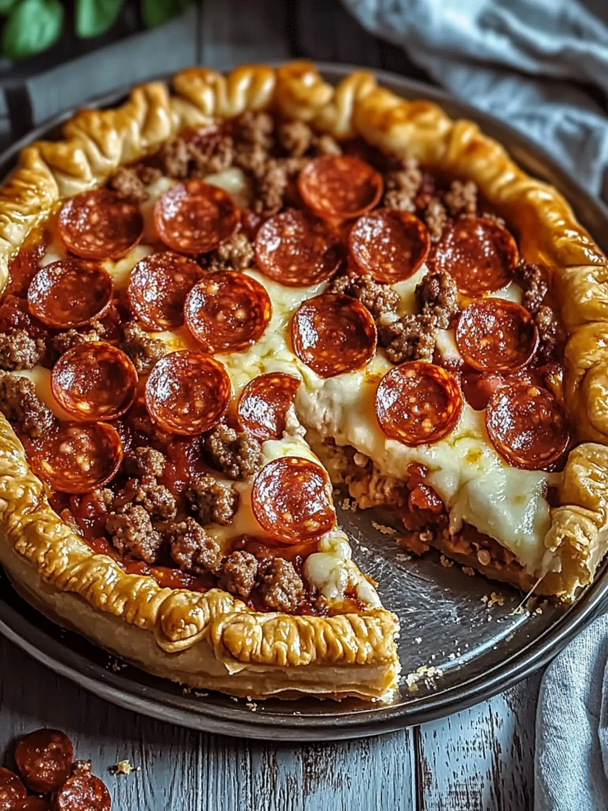 Hamburger Sausage & Pepperoni Pie