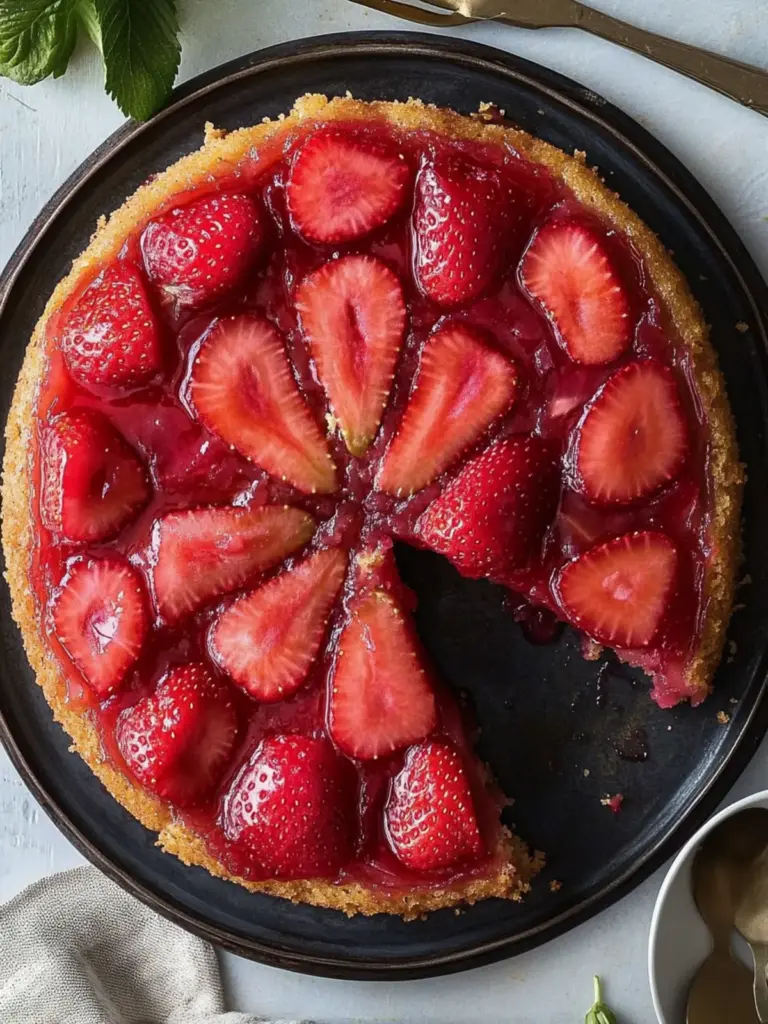 Strawberry Rhubarb Upside Down Cake