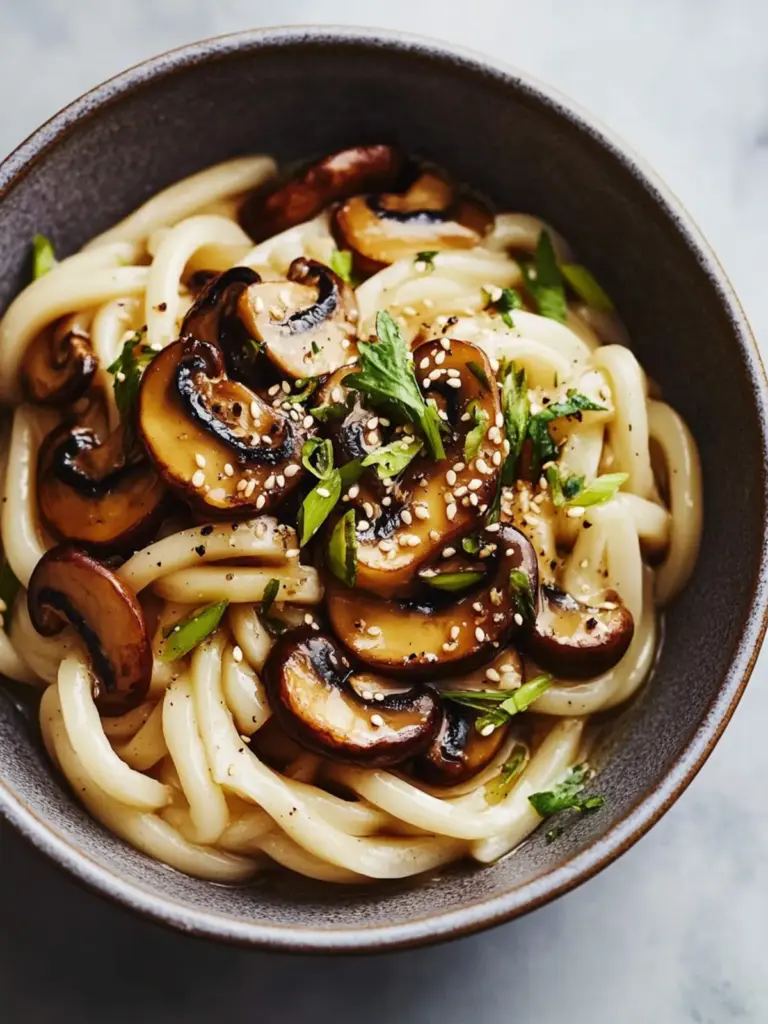 Honey-Glazed Mushrooms With Udon