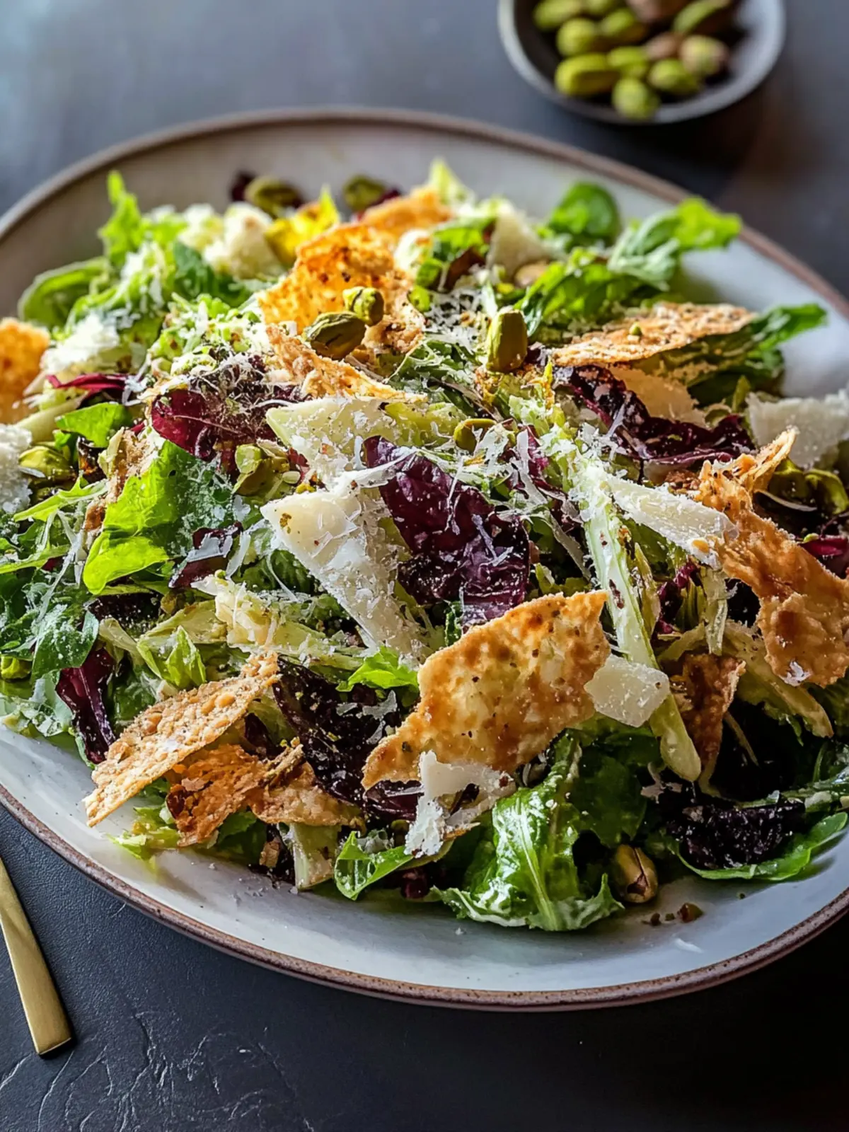 Winter Caesar Salad with Parmesan Crisps & Pistachios Delight 3 Winter Caesar Salad with Parmesan Crisps & Pistachios