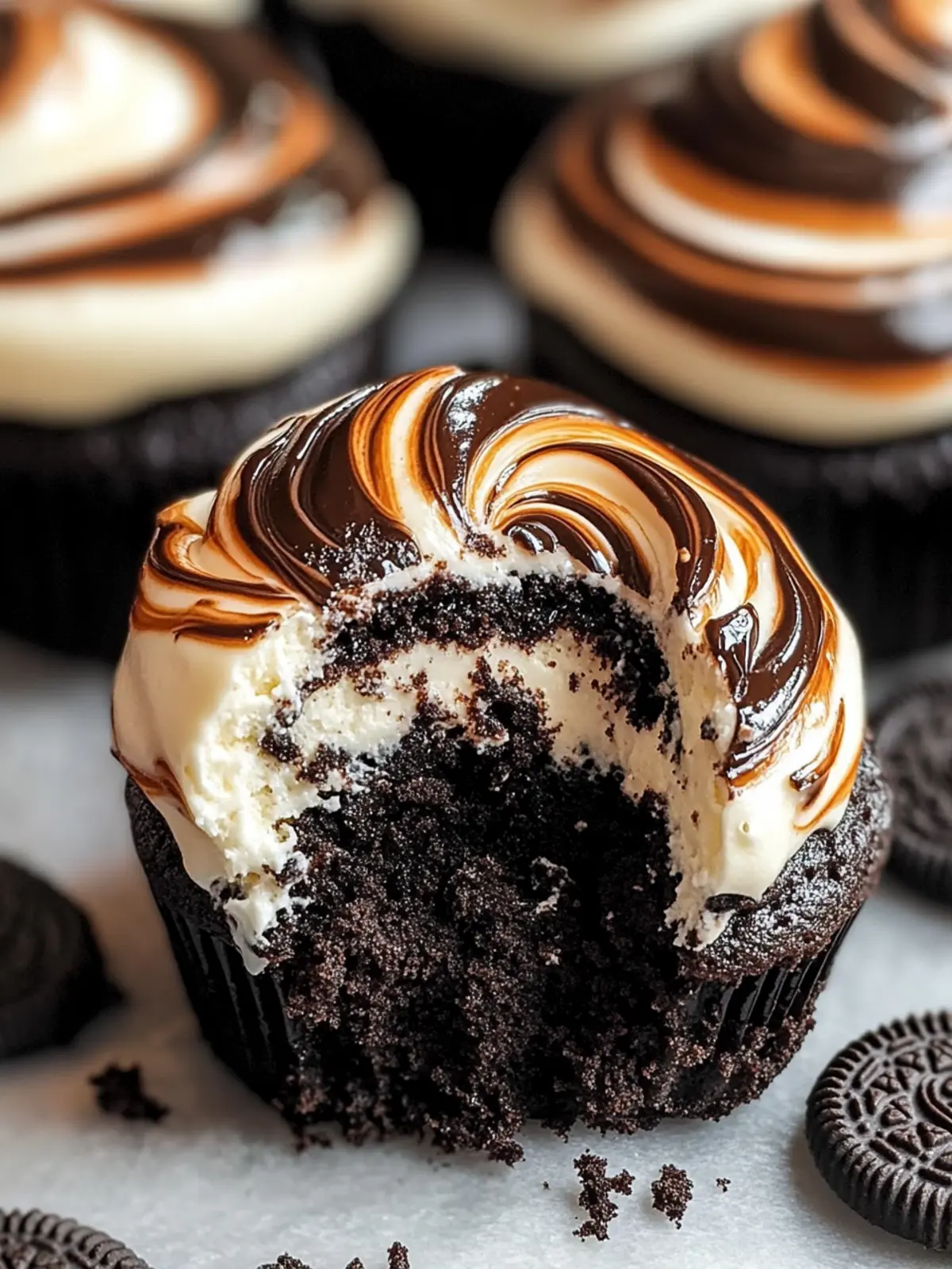 Decadent Fudge Swirled Oreo Bottom Cheesecake Cupcakes Delight 4 Fudge Swirled Oreo Bottom Cheesecake Cupcakes
