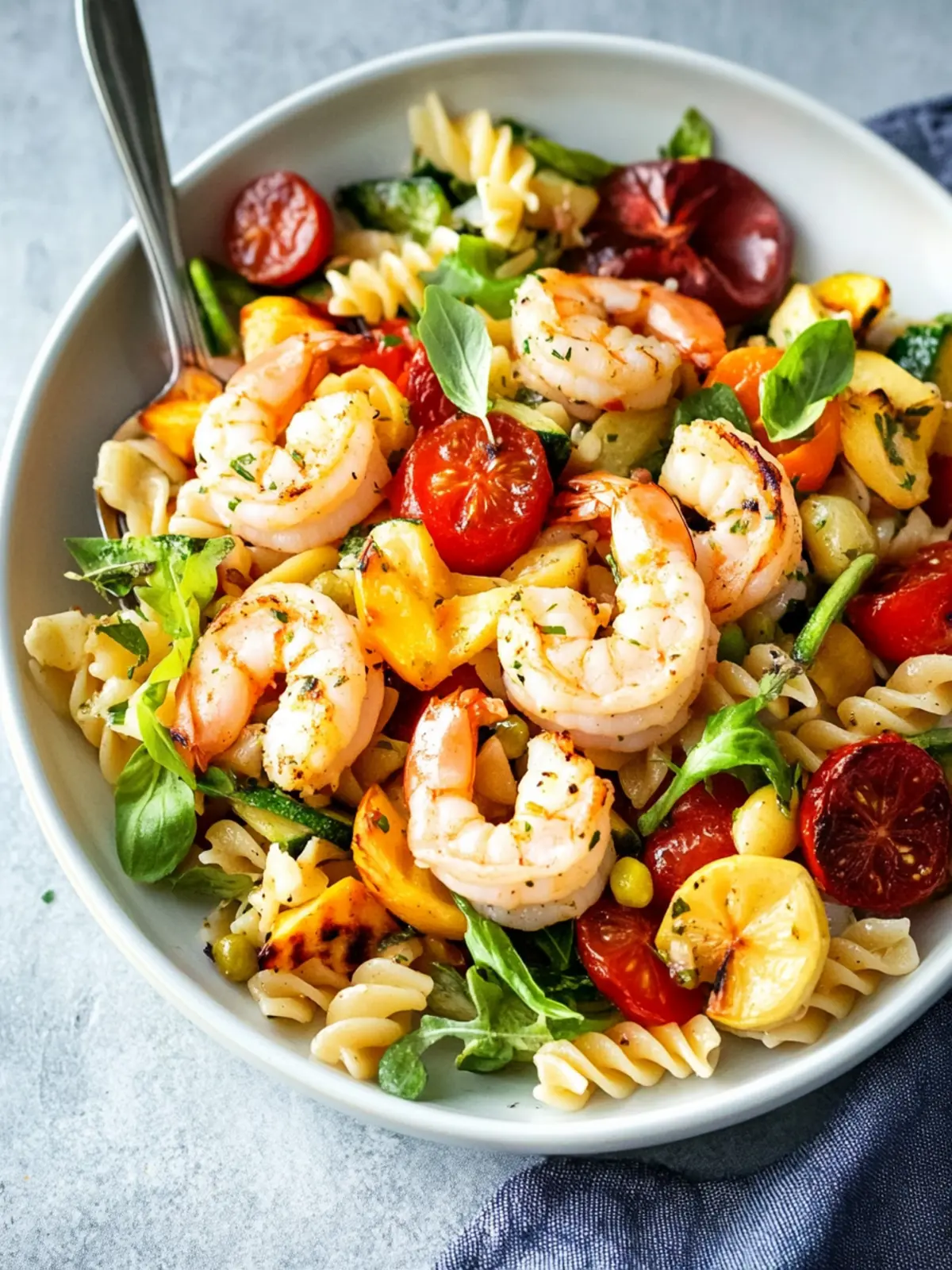 Roasted Vegetable Pasta Salad With Shrimp