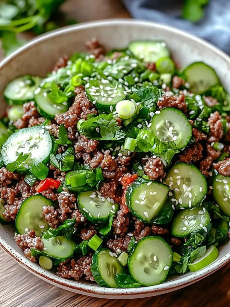 Irresistible Spicy Keto Korean Ground Beef & Cucumber Salad