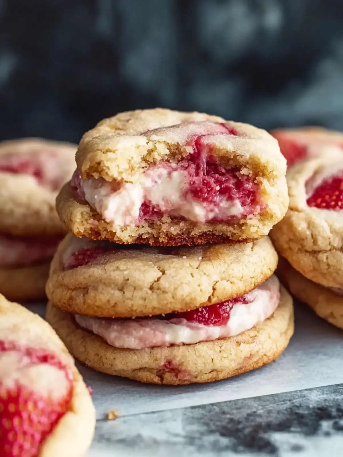 Stuffed Strawberry Cheesecake Cookies with Brown Butter