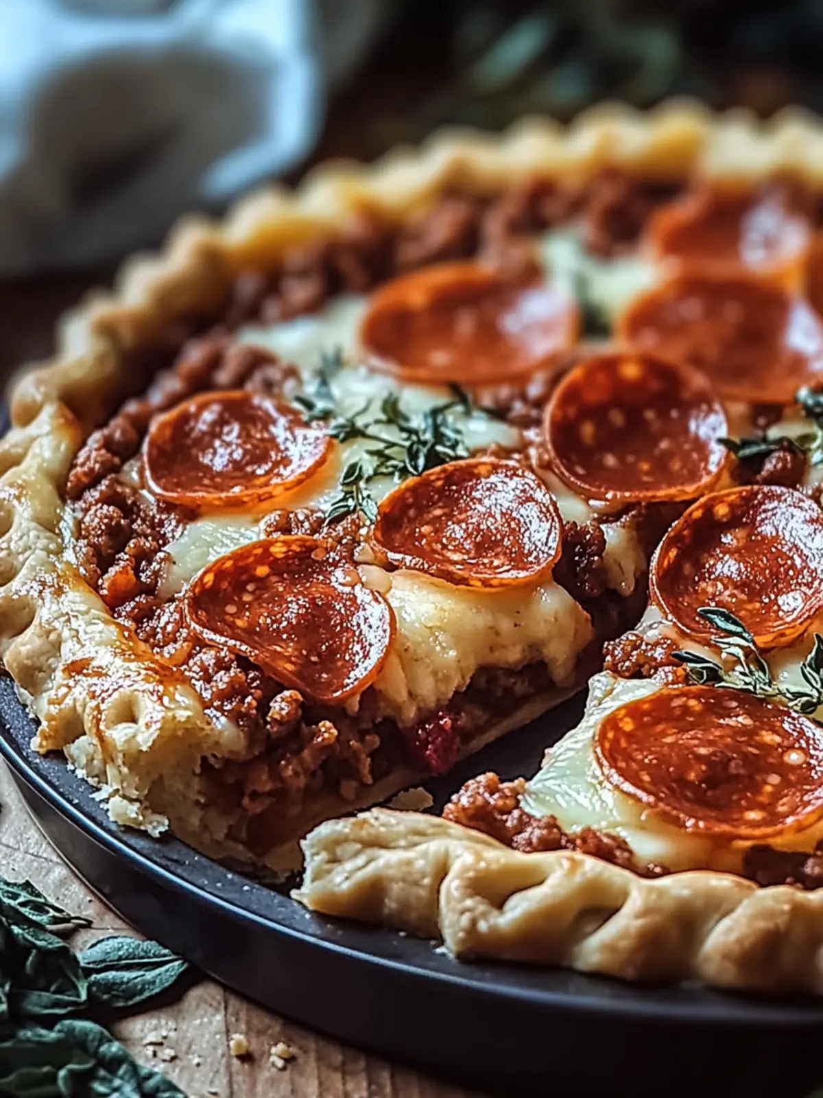 Hamburger Sausage & Pepperoni Pie